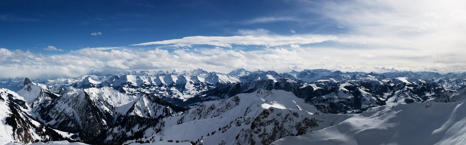 mountains snow clouds sky horizon nature landscape dual display 2k 4k 5k