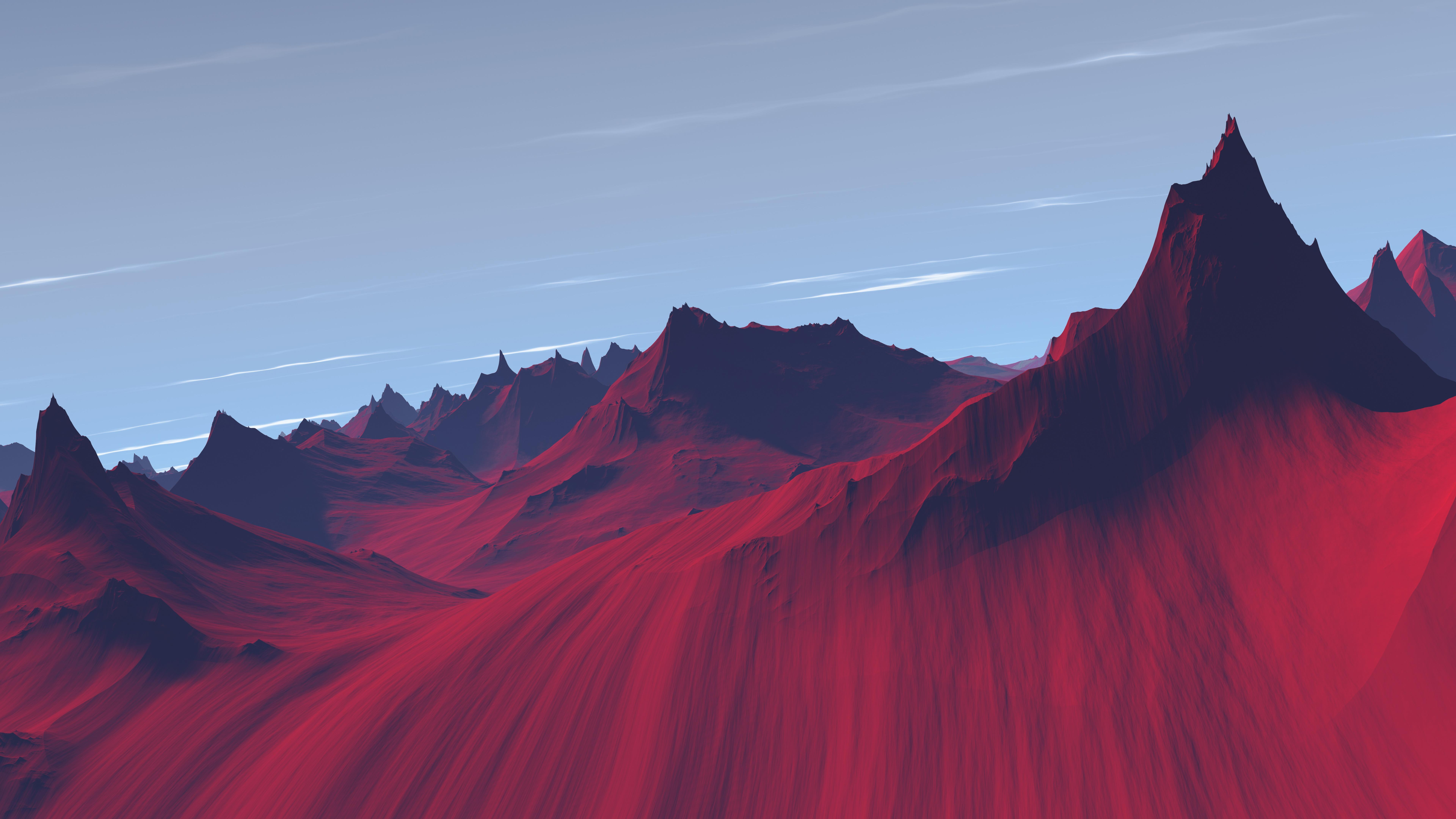 photoshop art alien landscape red mountain prickly uhd 2k 4k 5k 8k