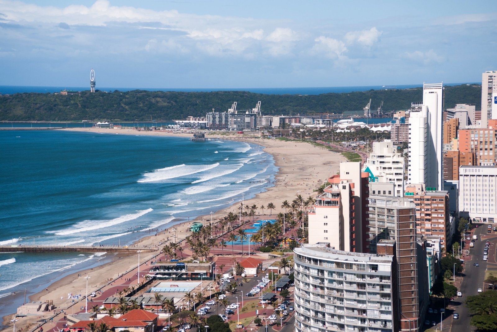 Seashore and landscape with buildings beach in Durban South Africa 2k 4k