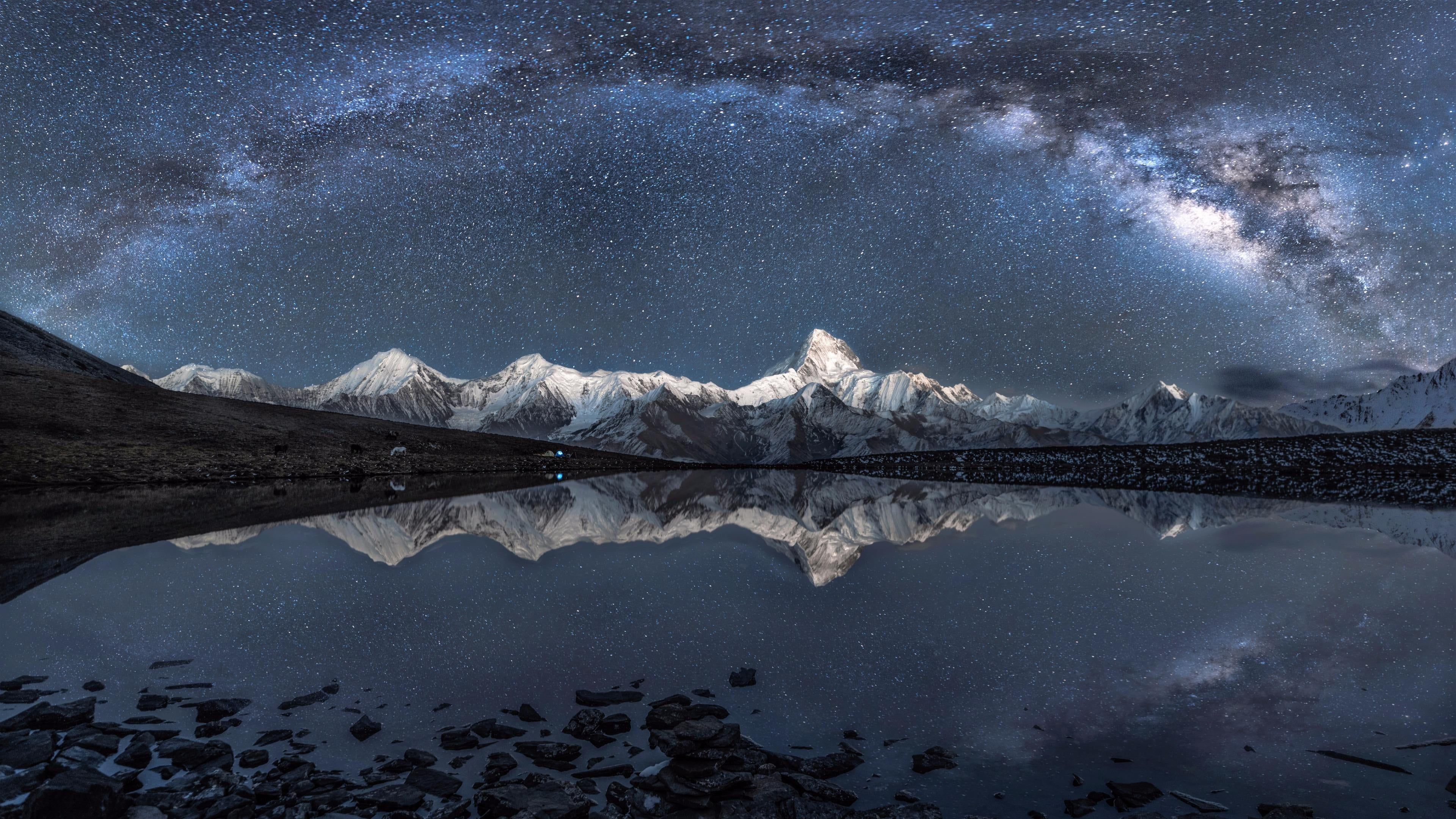 stars daxue shan mountain range mount scenery 2k 4k