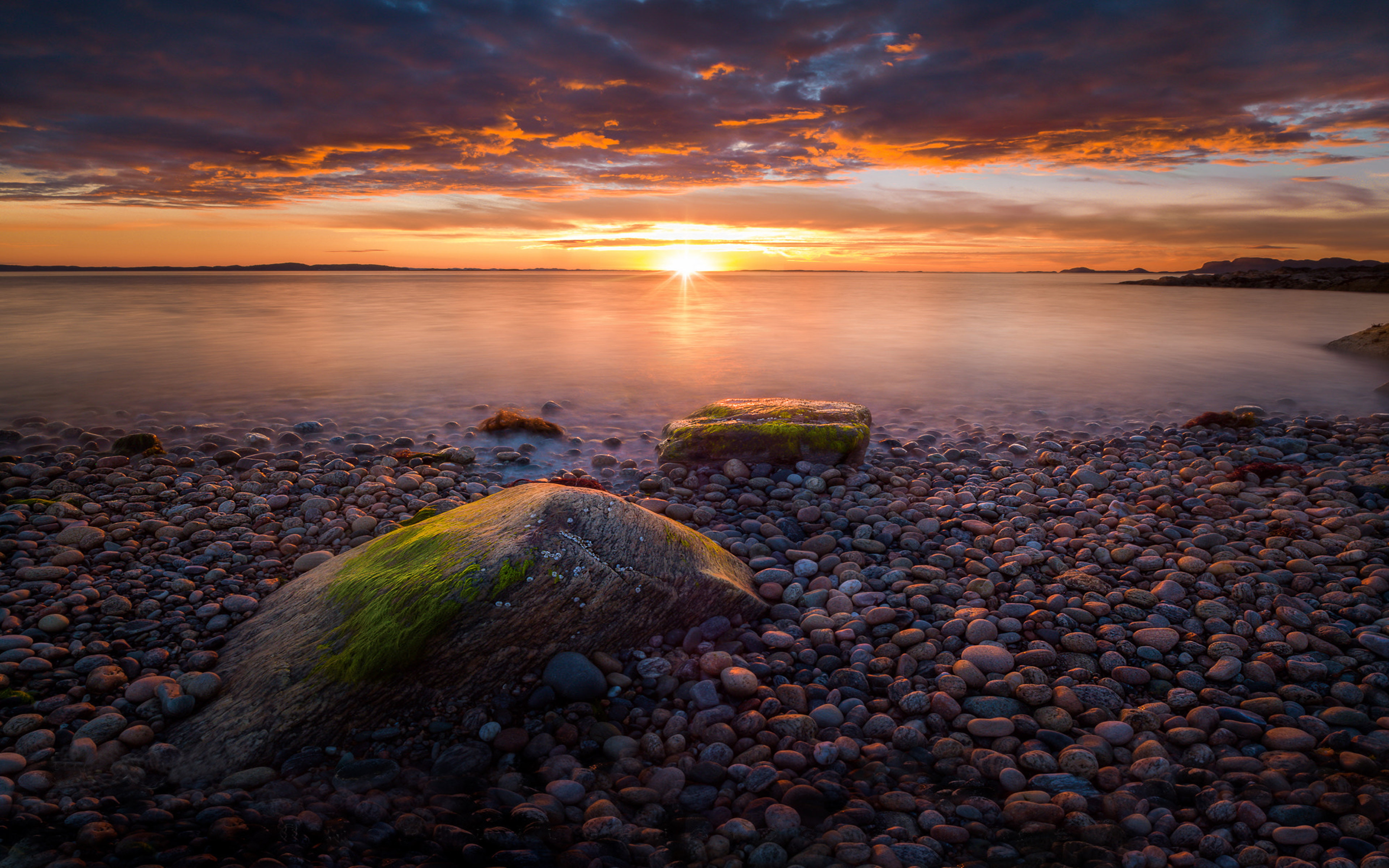 Sunset Coast Stone Beach Agdenes Municipality In Norway Summer Landscape Ultra Hd Wallpapers For Desktop Mobile Phones And Laptop 2k 4k