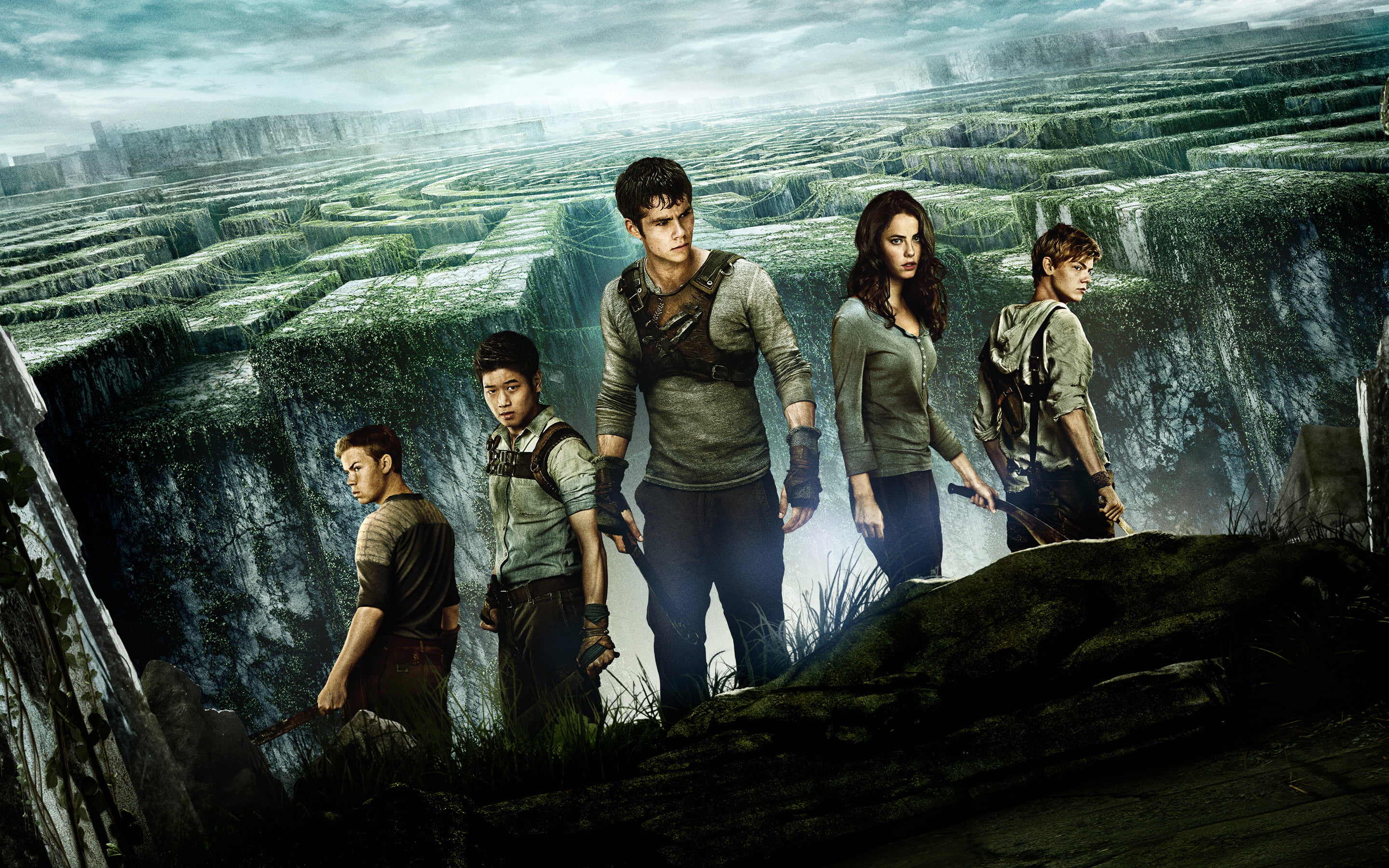 The Maze Runner digital wallpaper cinema girl British sky 2k