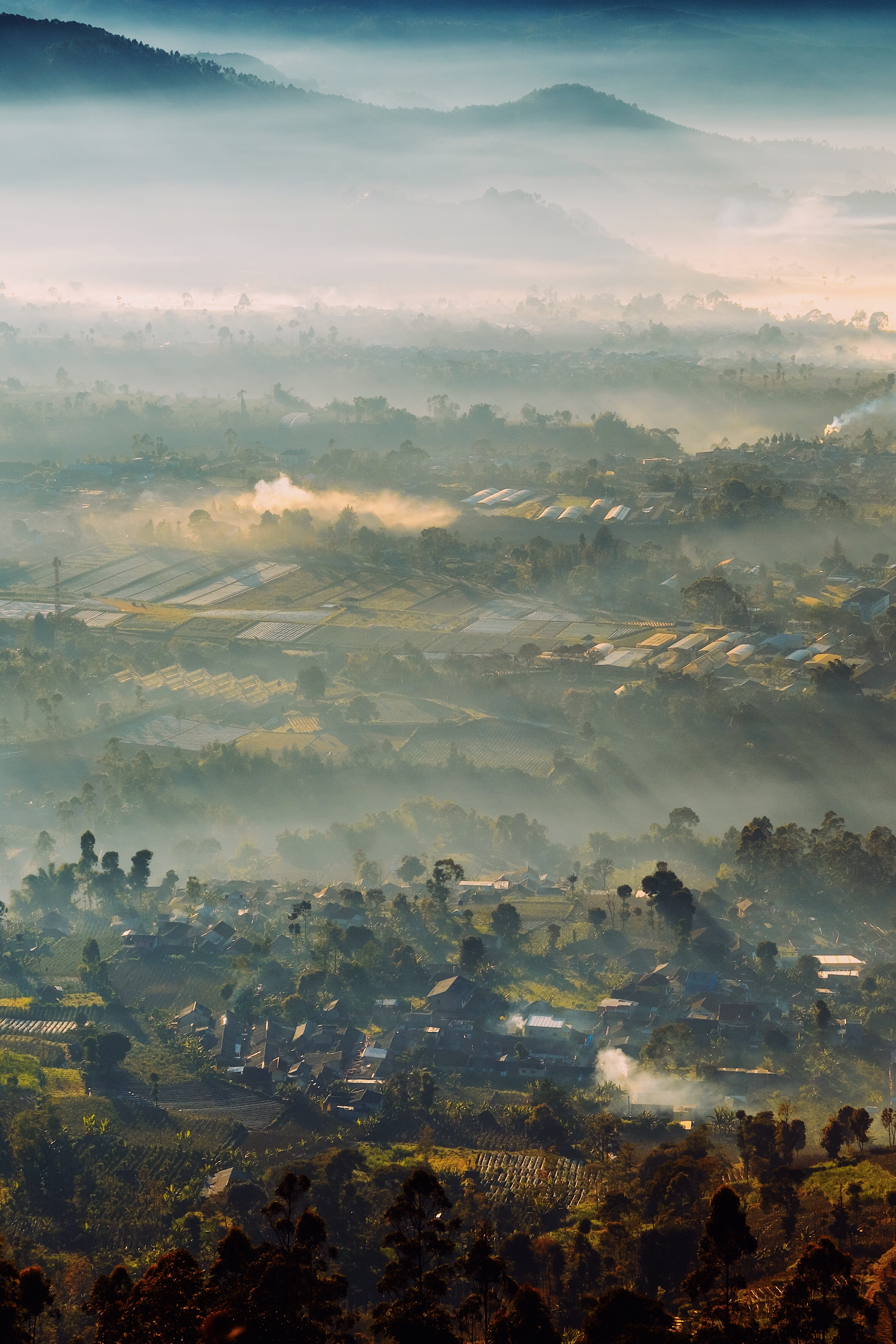 aerial photography of village view landscape indonesia 2k