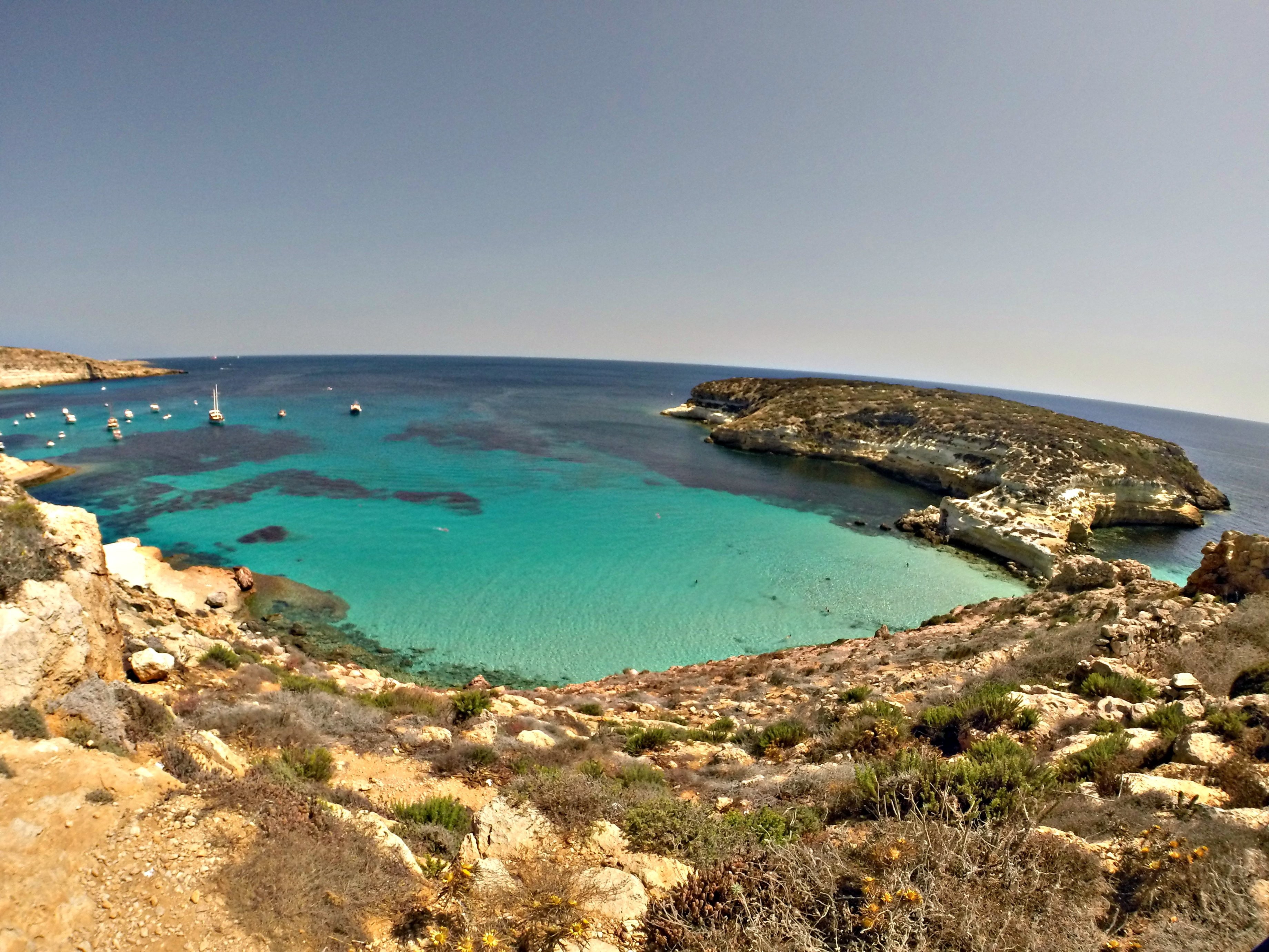 beach summer Lampedusa sea nature blue water sky land 2k 4k
