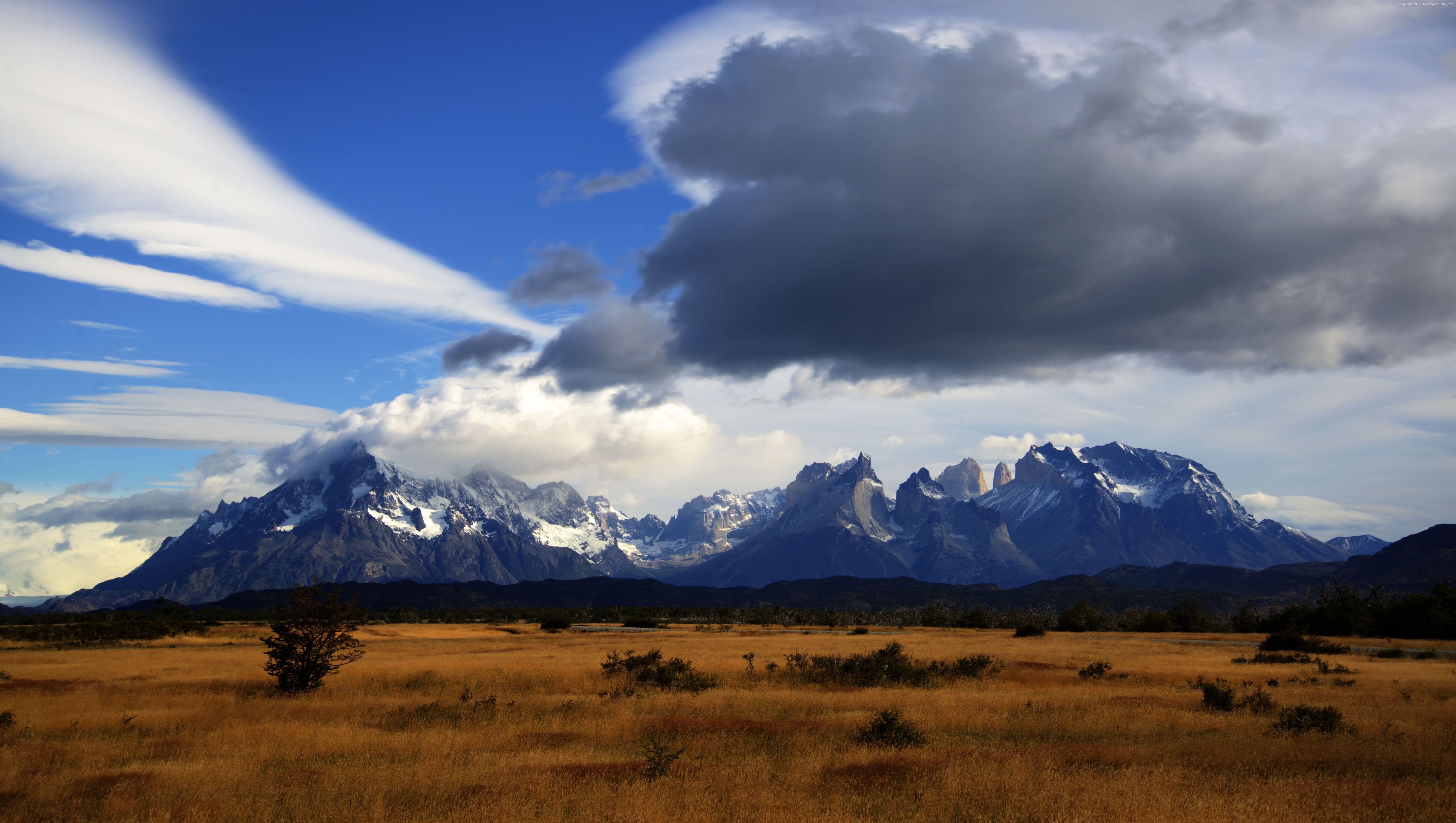 Chilie National Park clouds sky mountain Torres del Paine 2k 4k 5k