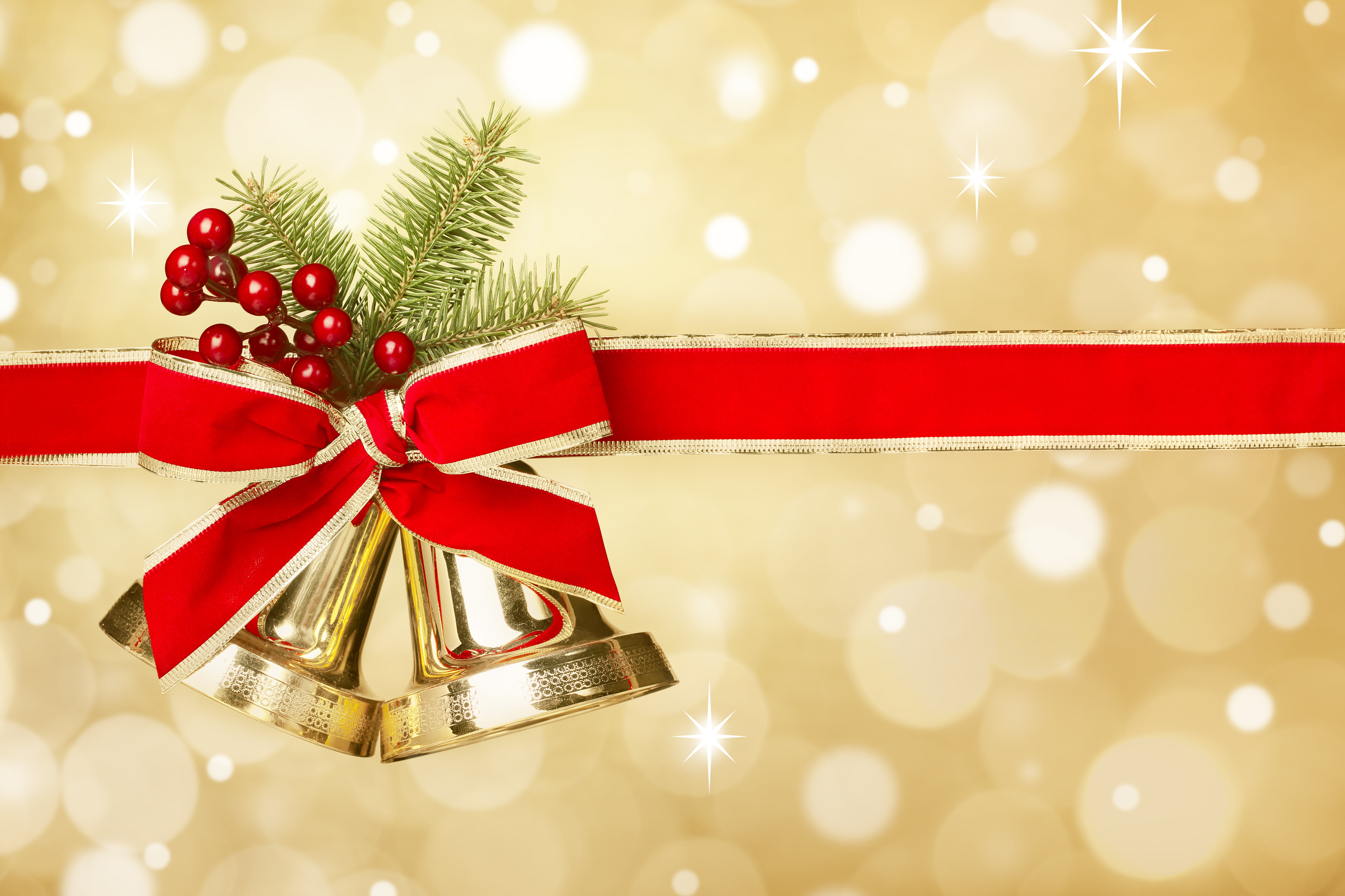 gold bell illustration decoration glare New Year Christmas 2k 4k 5k