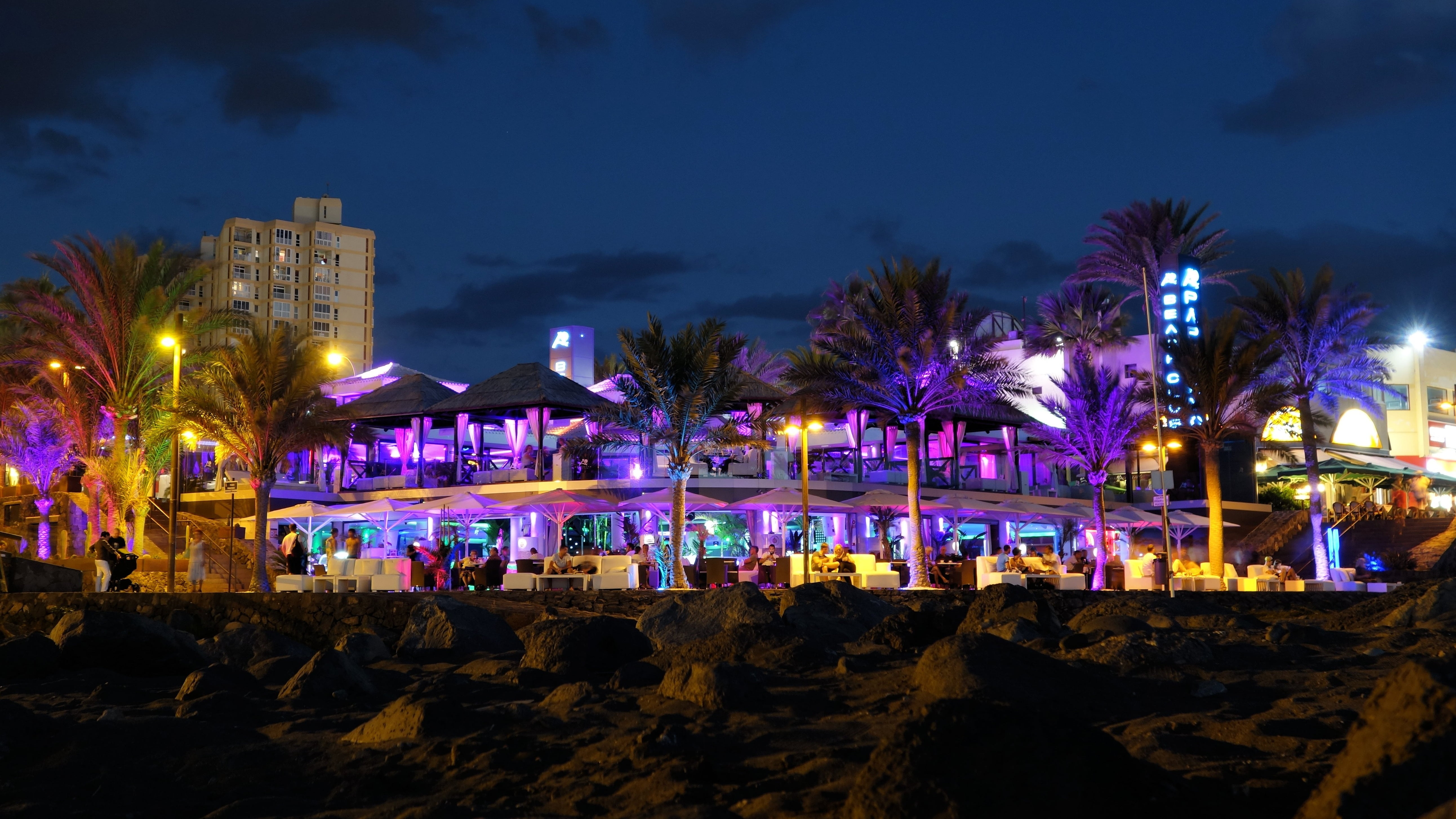 Las Vegas Nevada beach bar tenerife miami night illuminated 2k 4k 5k
