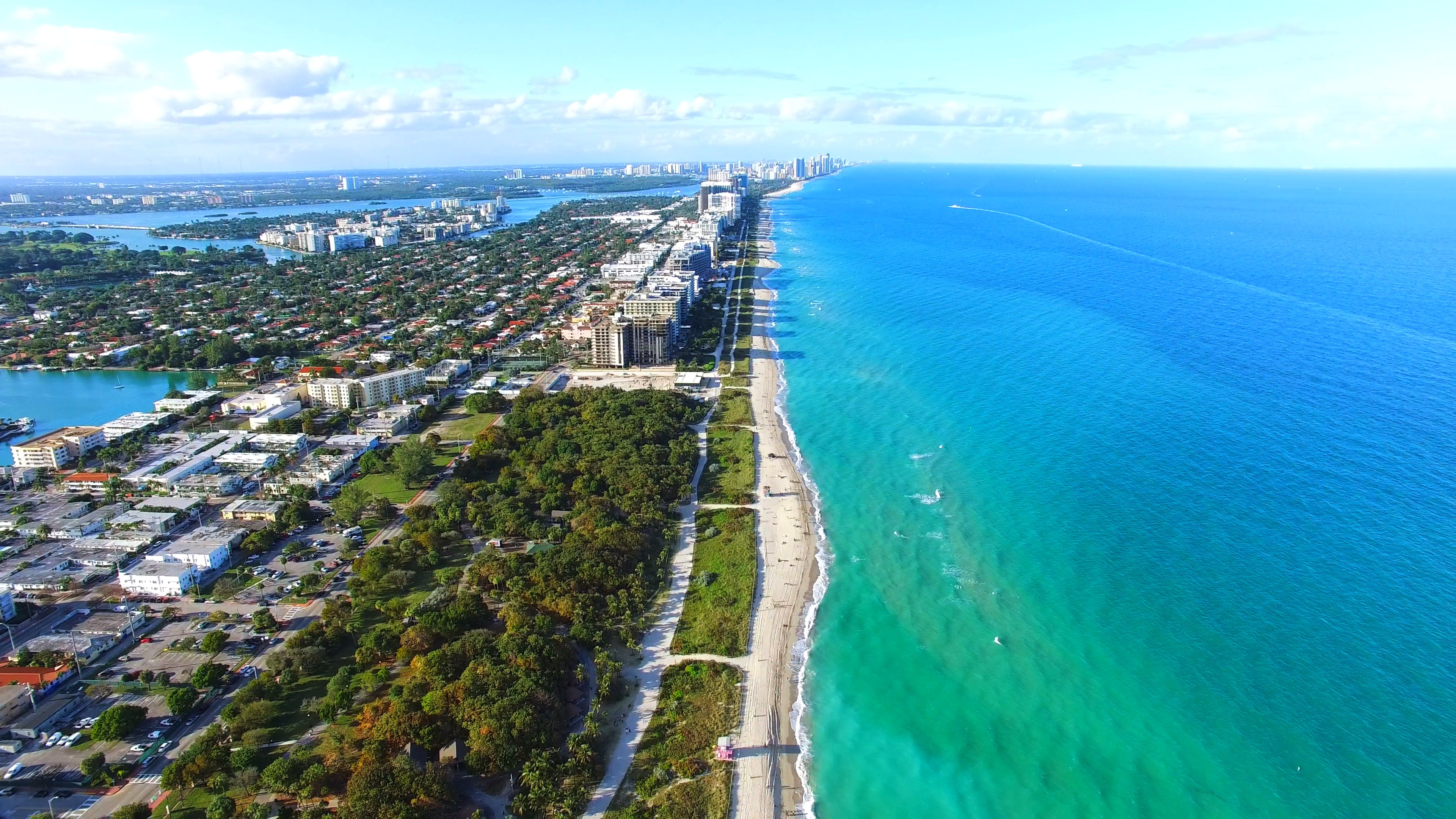 Miami Beach Florida Photo Northshore Open Space Park Beaches And City From Above Desktop Hd Wallpaper 2k 4k