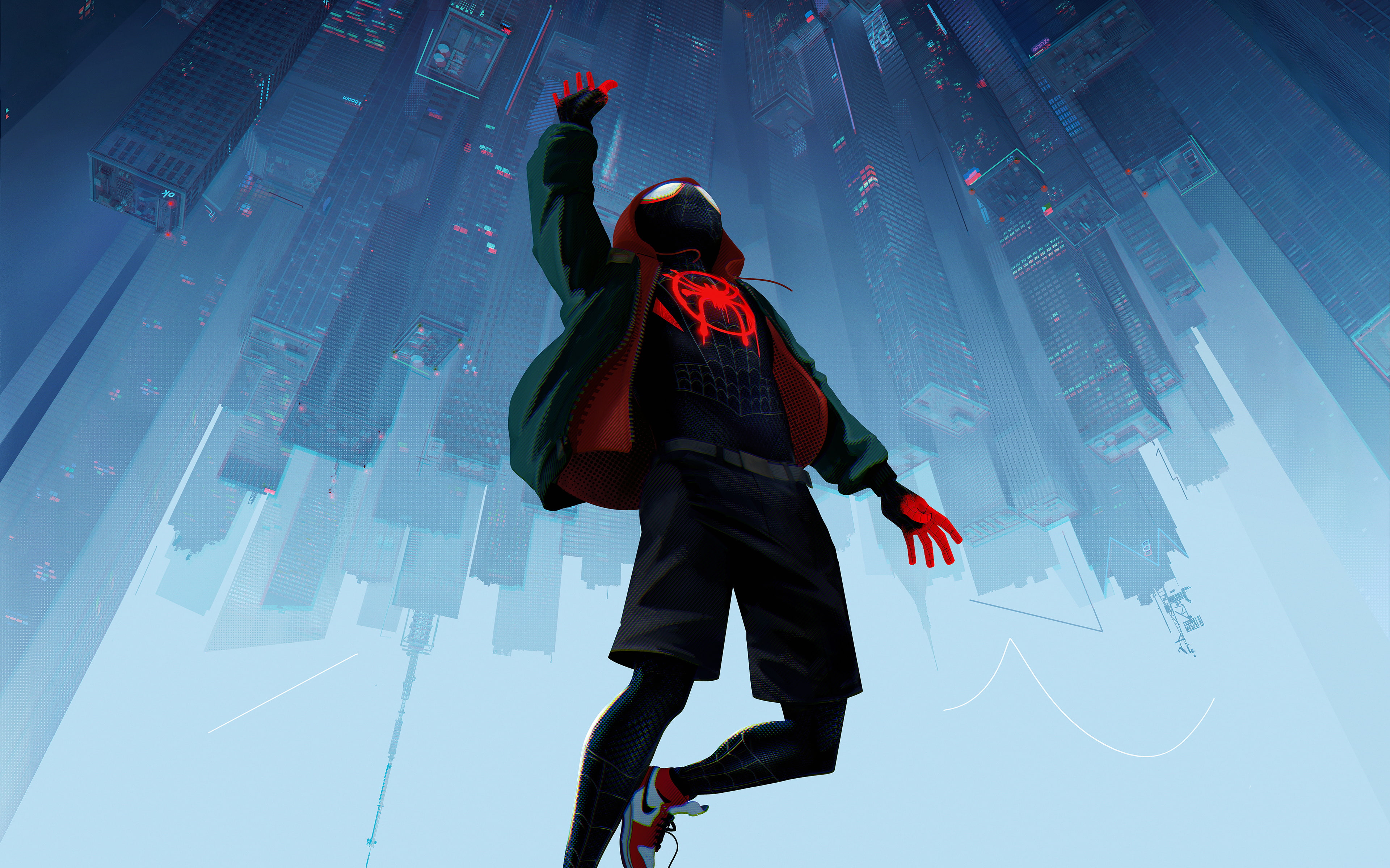 Spider Man Into the Verse one person winter rear view 2k 4k