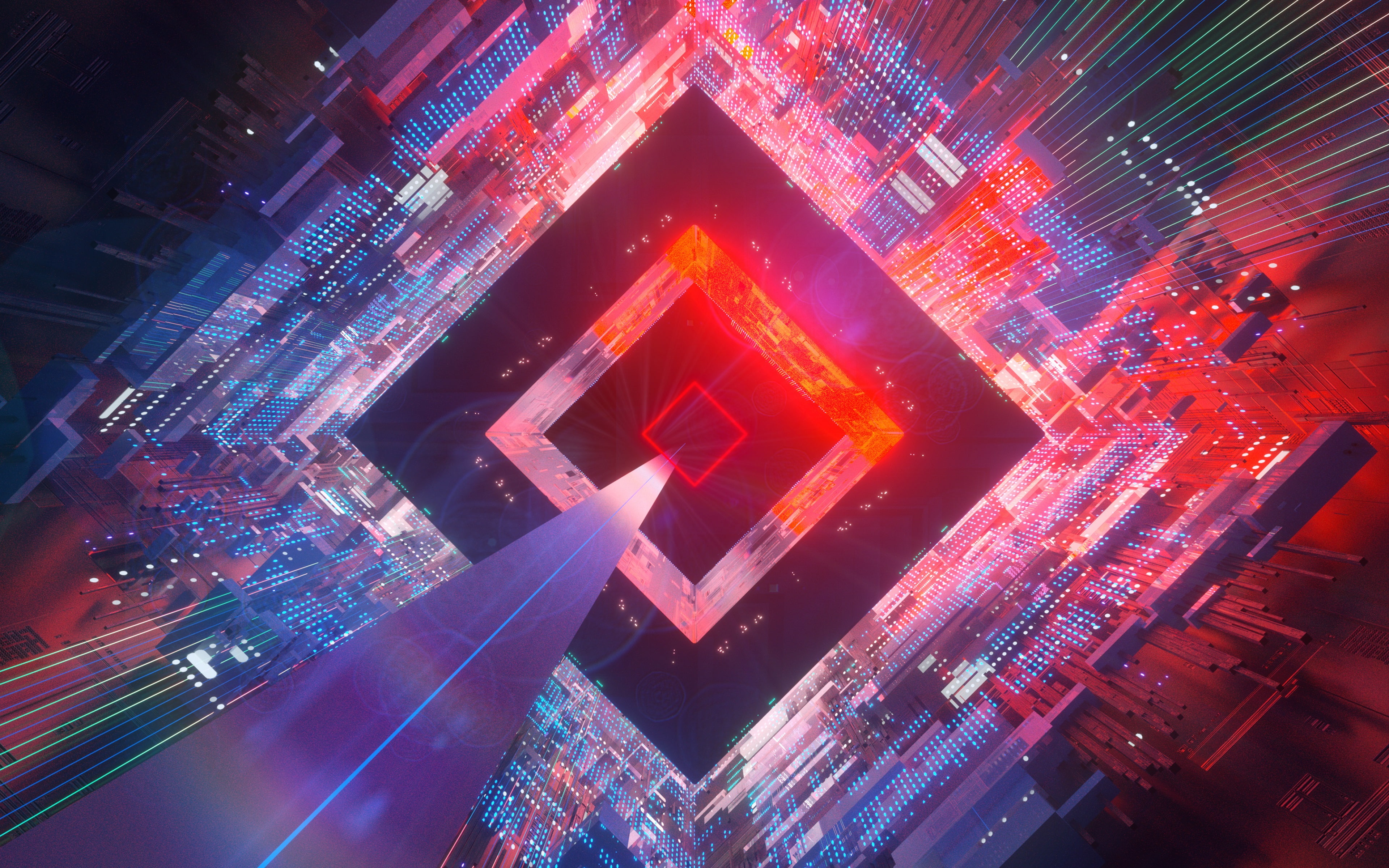 abstract digital art geometry 2k 4k