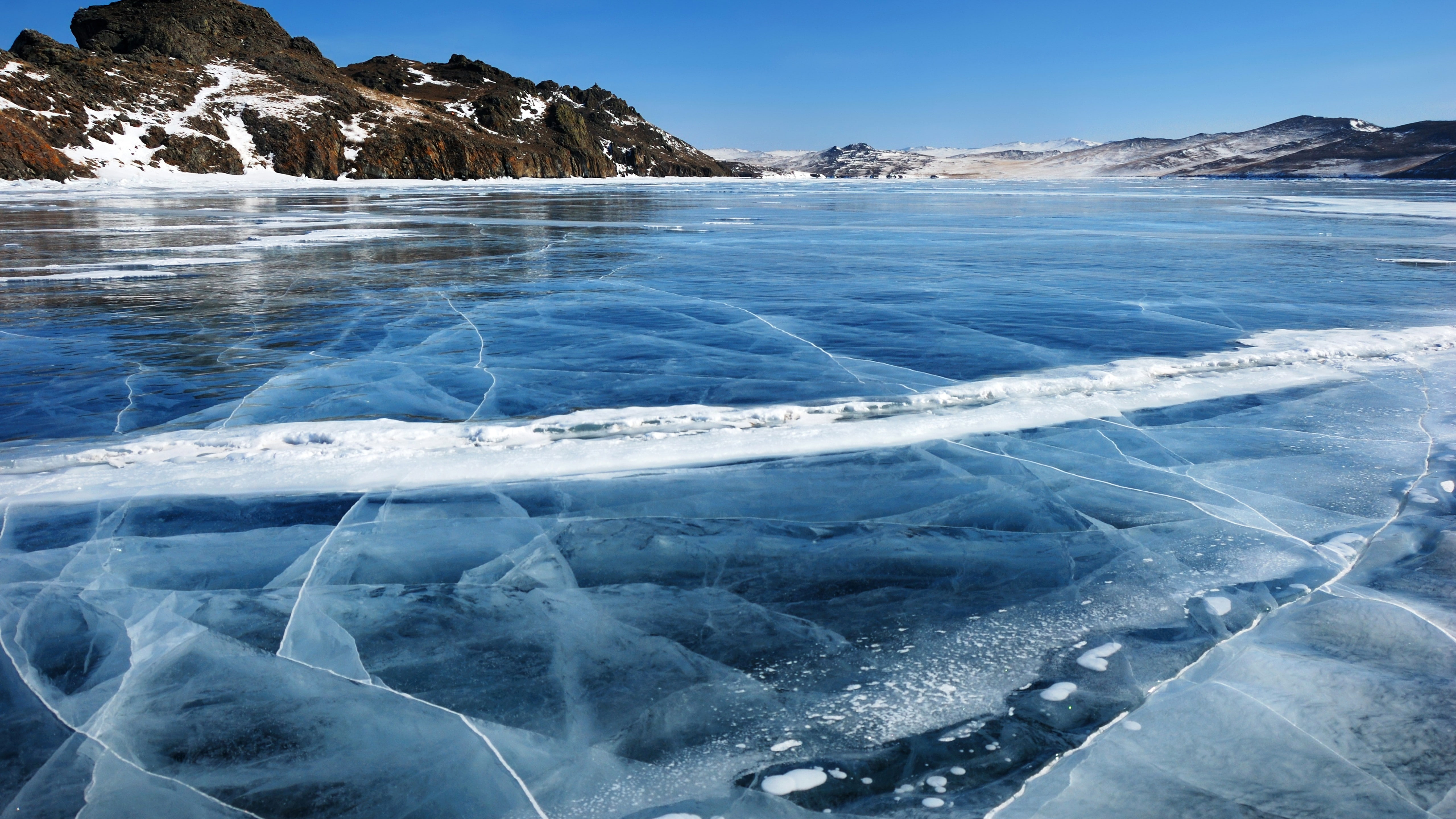 Baikal wallpaper ice lake mountains 2k 4k 5k