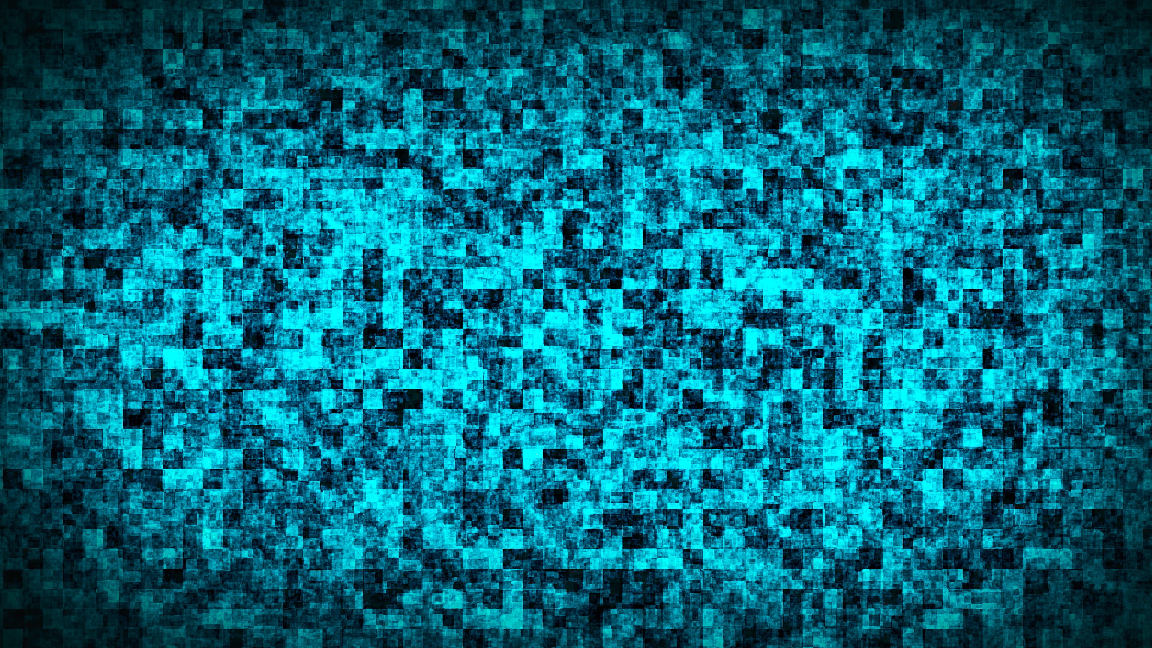 blue and black illustration mosaic abstract digital art cyan 2k 4k