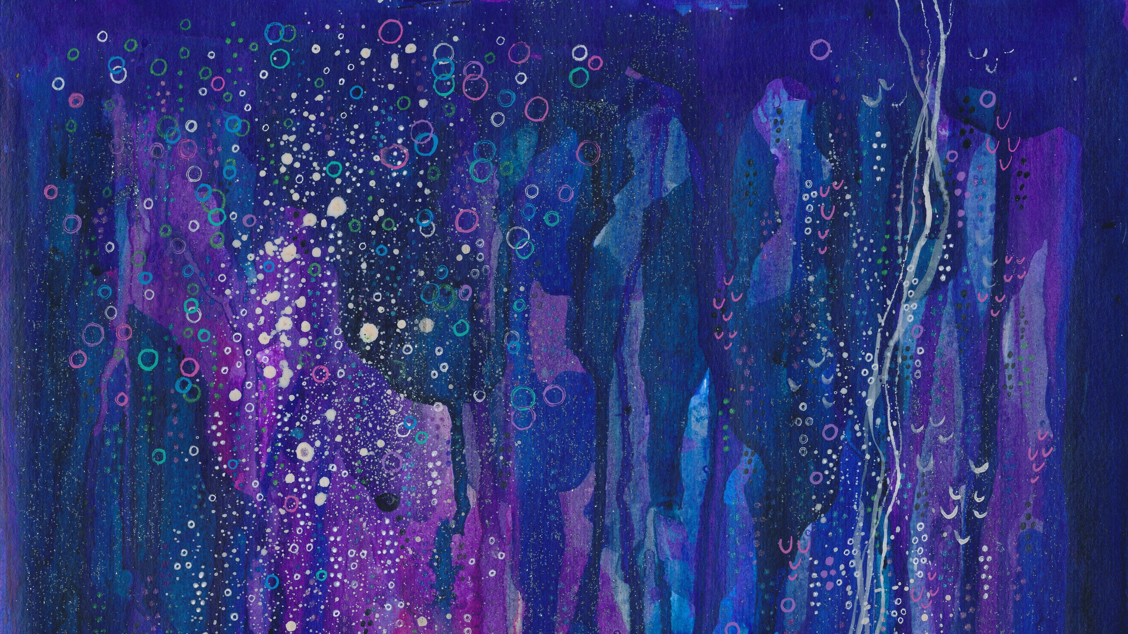 blue purple violet modern art abstract watercolor painting 2k 4k