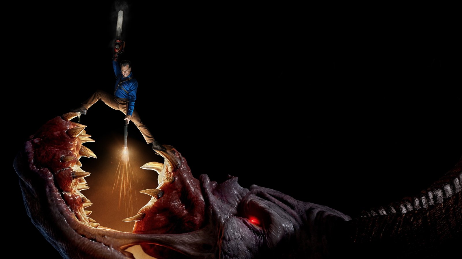 brown monster illustration Ash vs Evil Dead Season 3 Bruce Campbell 2k 4k 5k 8k