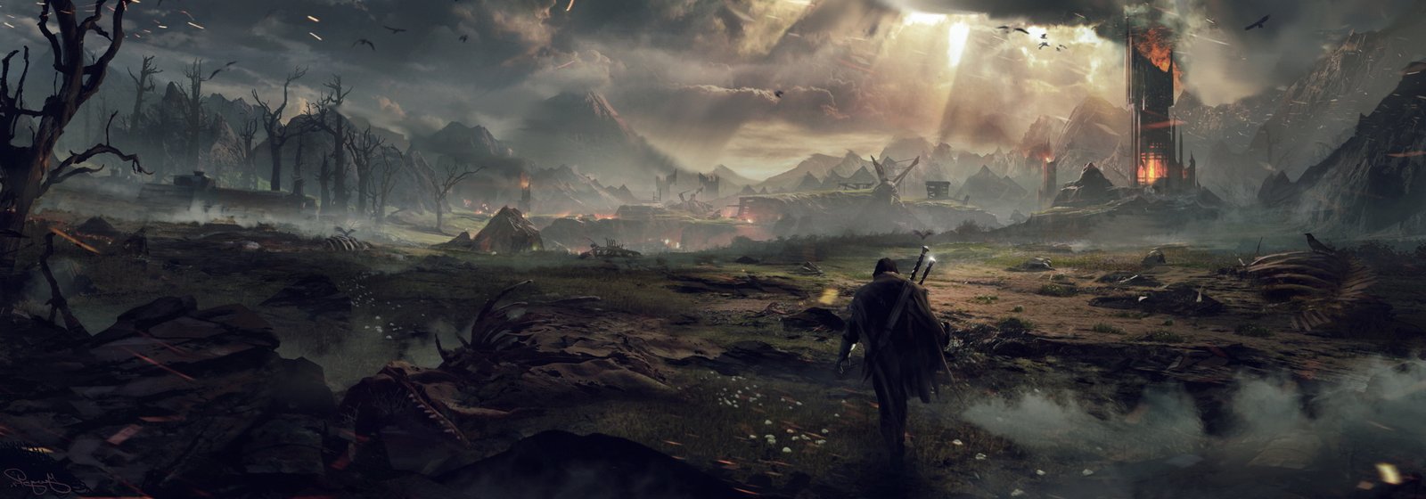 Concept Art eagle fire Middle earth Shadow Of Mordor skeleton 2k 4k 5k