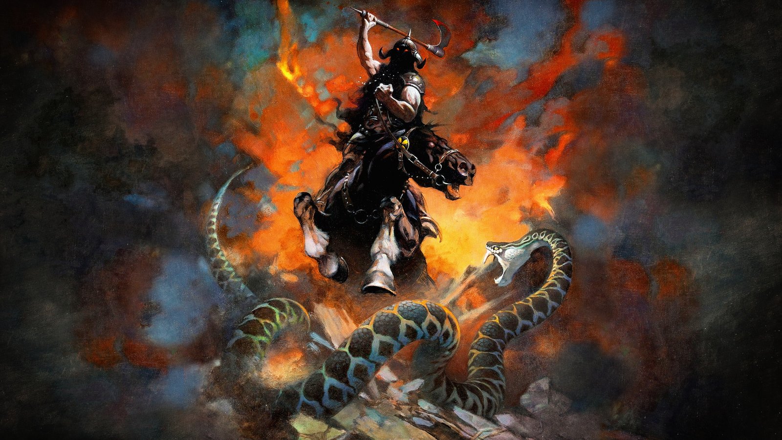 Frank Frazetta artwork concept art fantasy motion no people 2k 4k