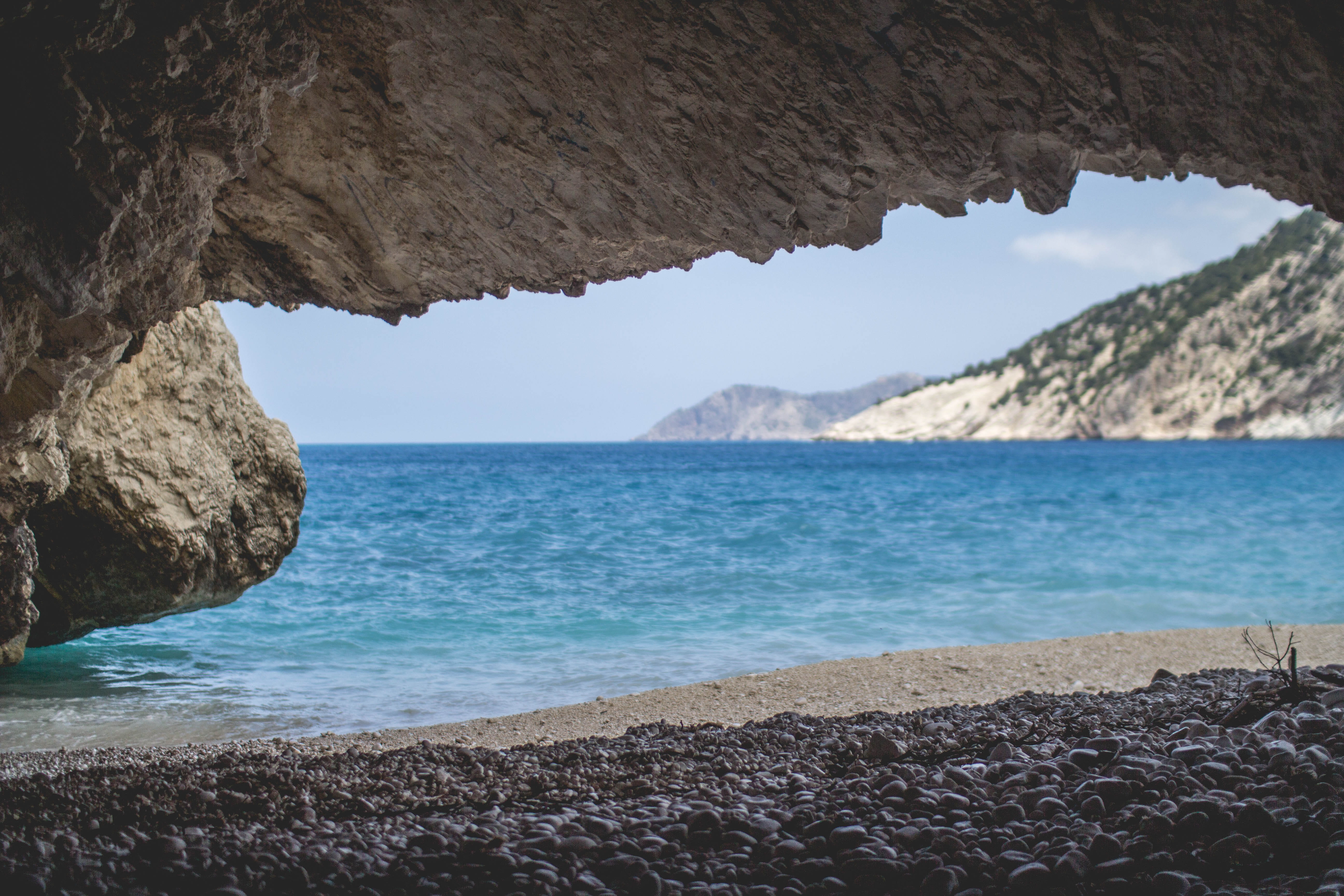 greece cephalonia myrtos cove beach waves coast cave 2k 4k 5k
