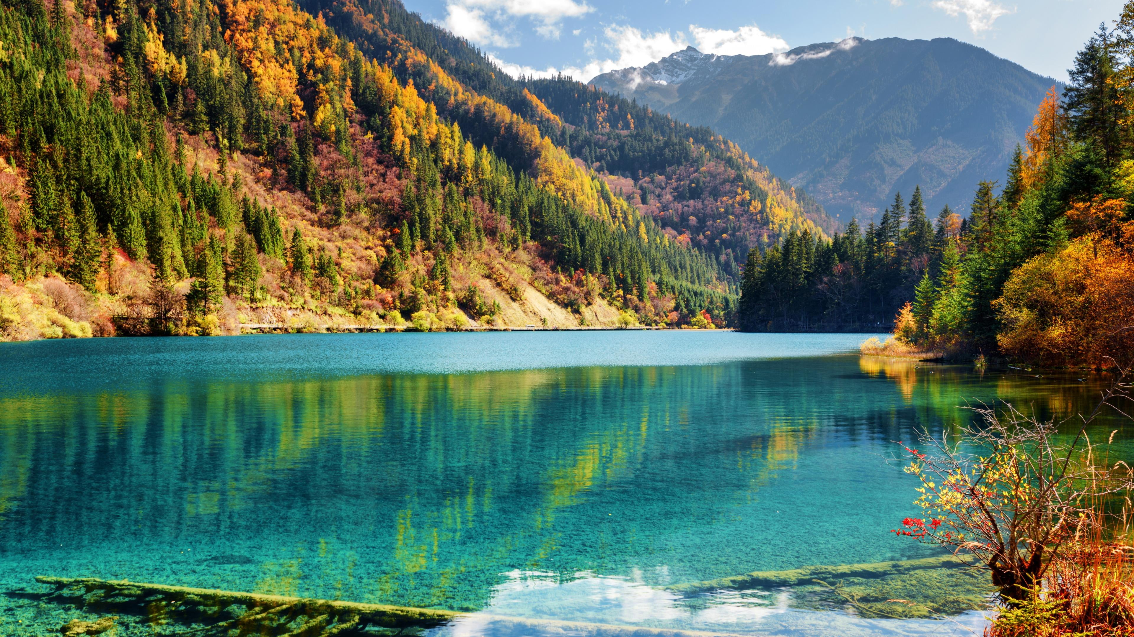 jiuzhaigou nature reserve mountain lake min shan range 2k 4k