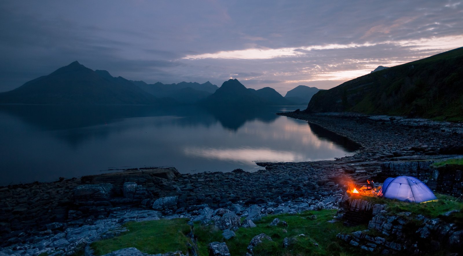 landscape photography of dome tent near on body water Elgol 2k 4k 5k