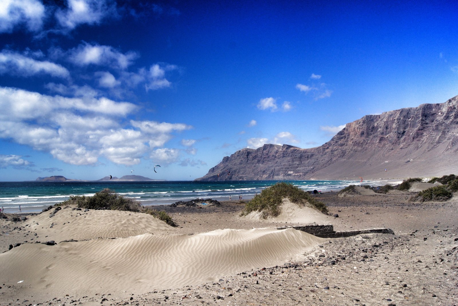 landscape photography of mountains and sea lanzarote famara 2k 4k