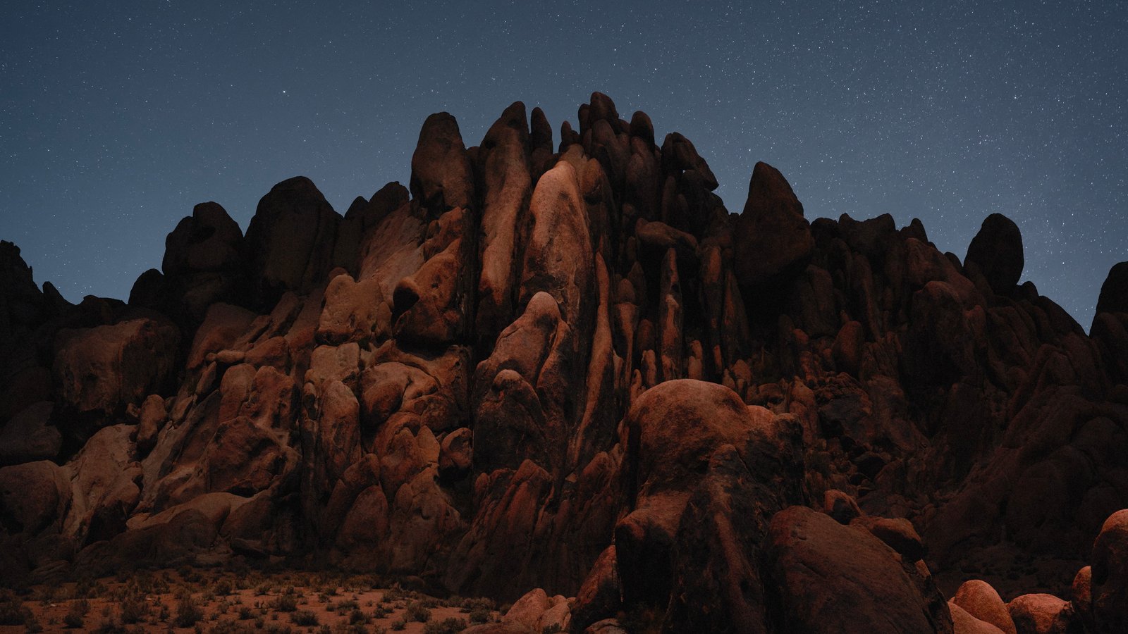Mojave nature desert rocks night rock object formation 2k 4k 5k