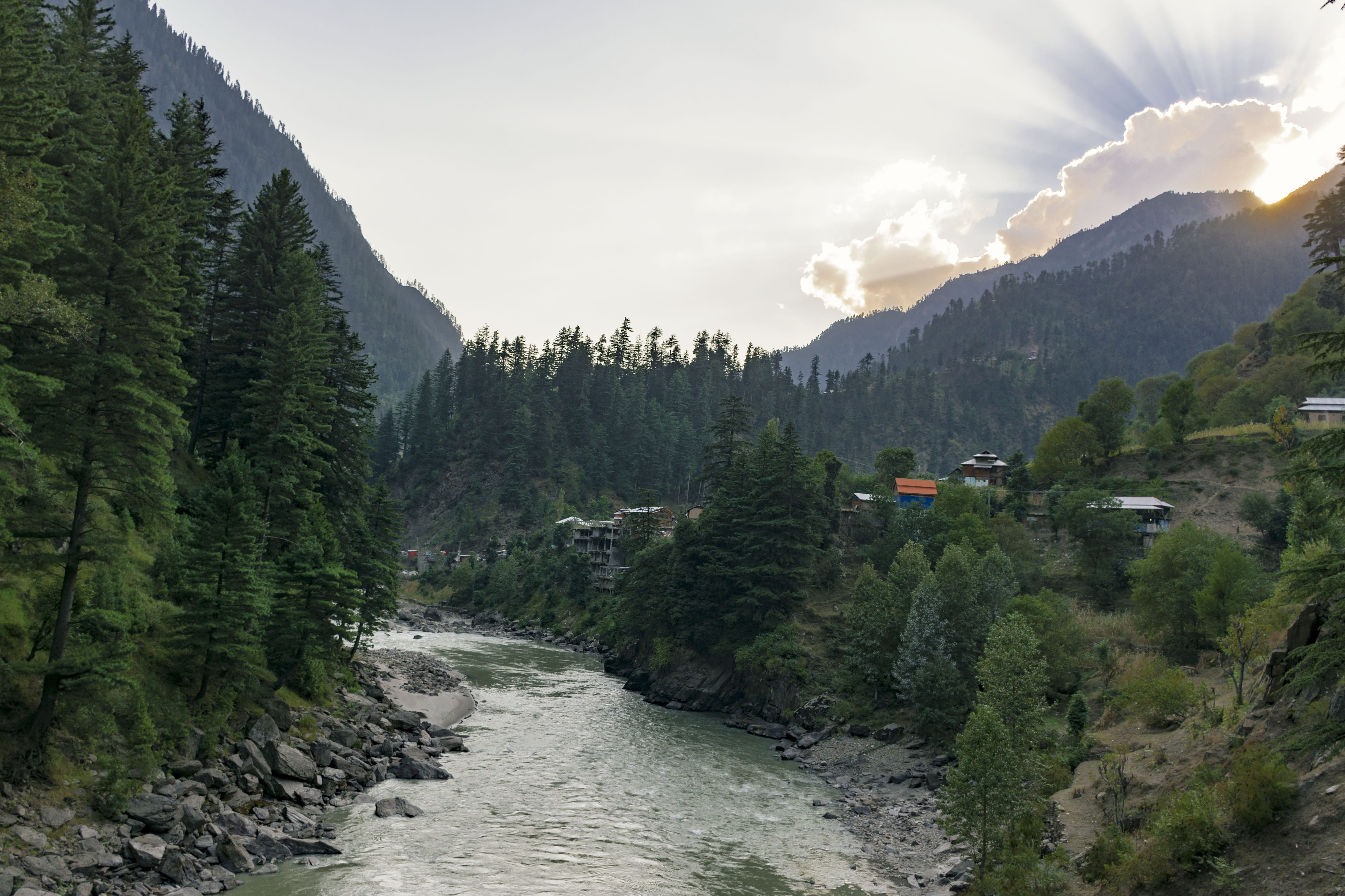 neelum valley river landscape nature water mountains 2k 4k 5k