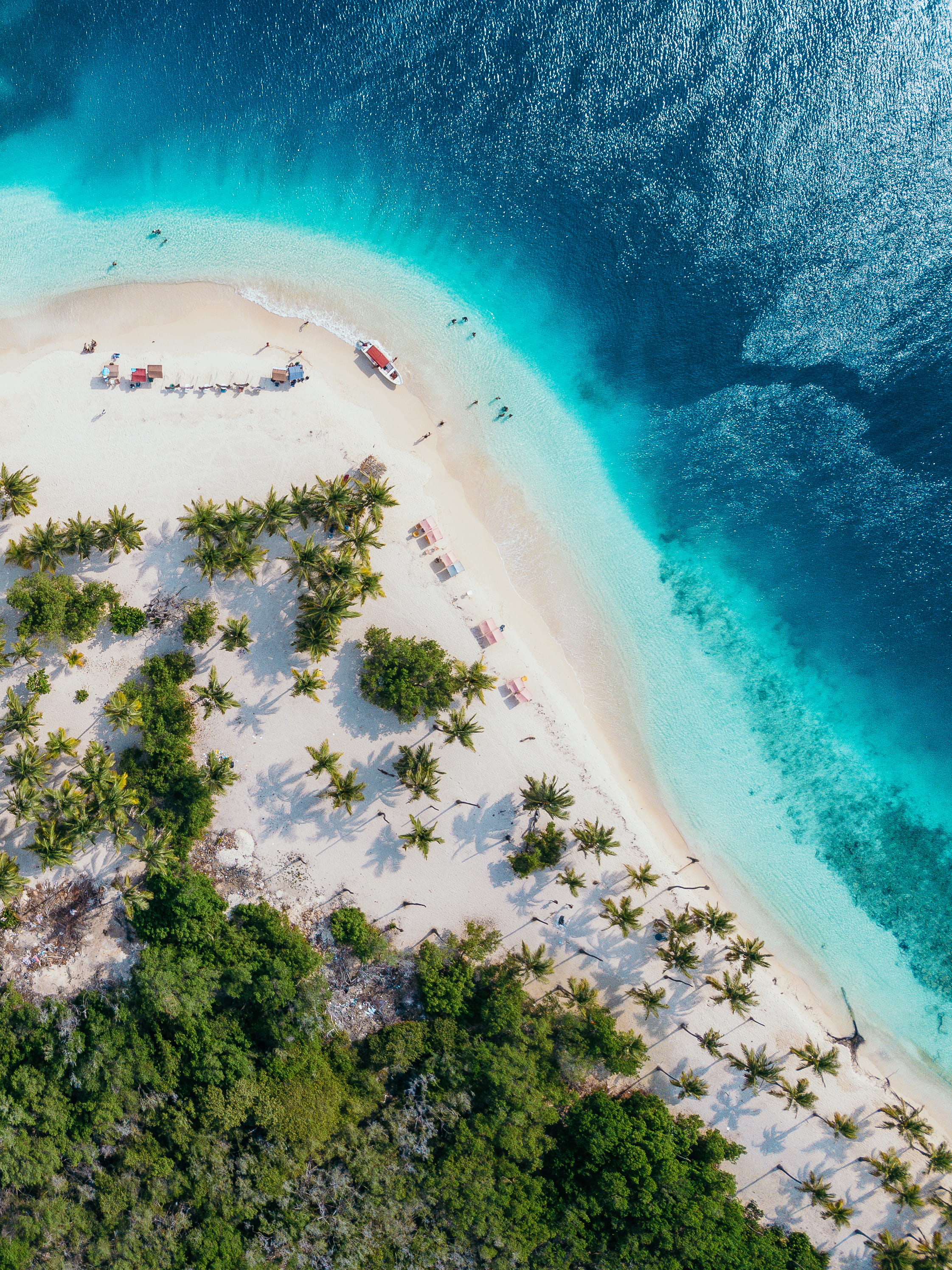 people on beach island during daytime aerial view drone sea 2k