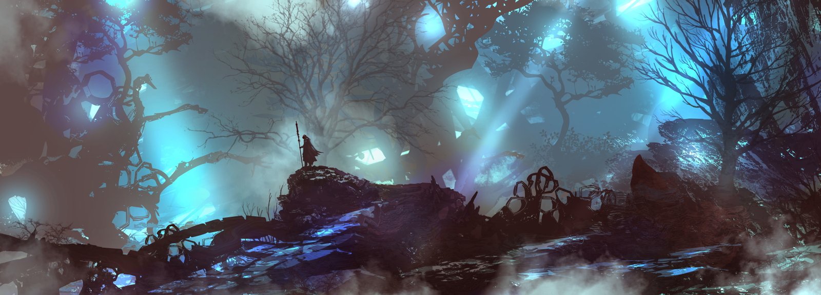 person standing on rock formation digital wallpaper fantasy art 2k 4k 5k