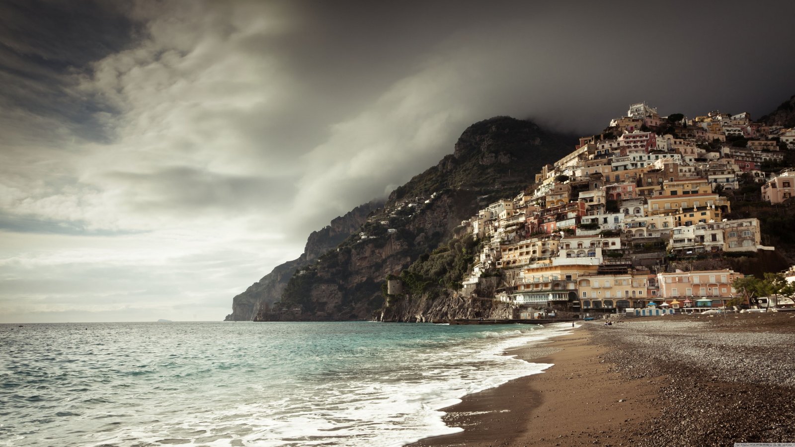positano coast wallpaper italy clouds 2k 4k 5k