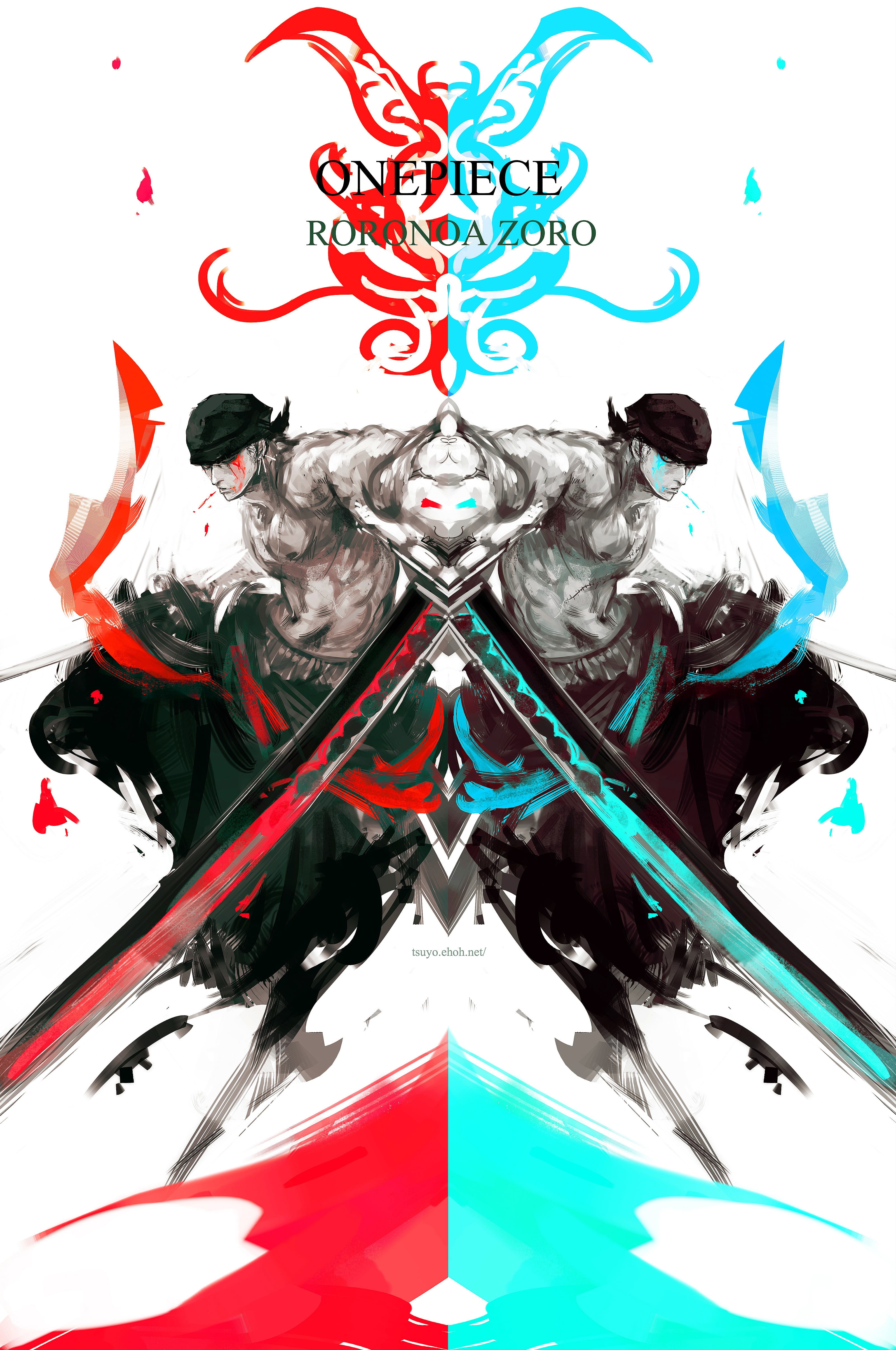 Roronoa Zoro illustration One Piece anime vector backgrounds 2k