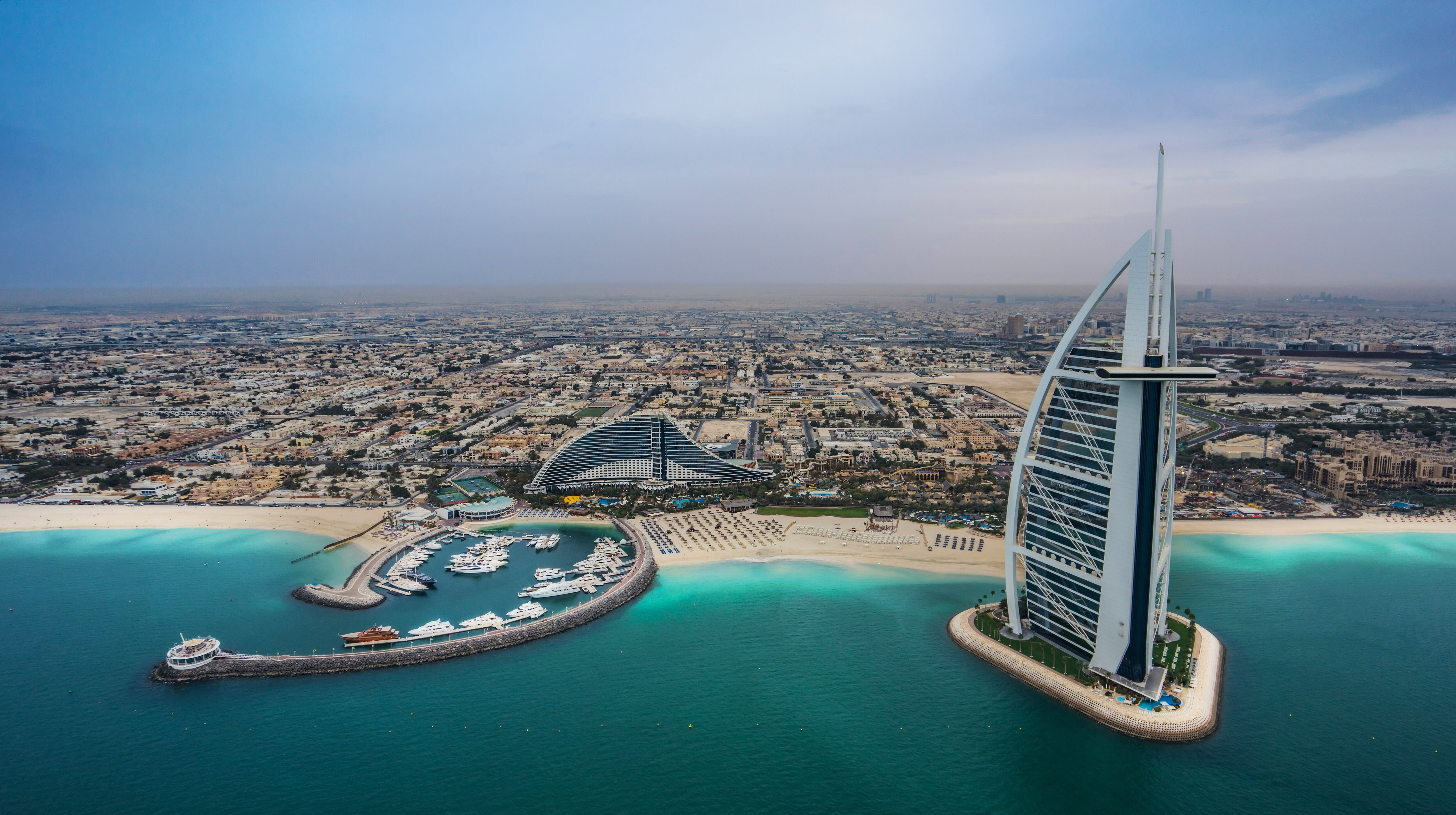 sea beach coast building Bay panorama Dubai UAE Burj Al Arab 2k 4k 5k