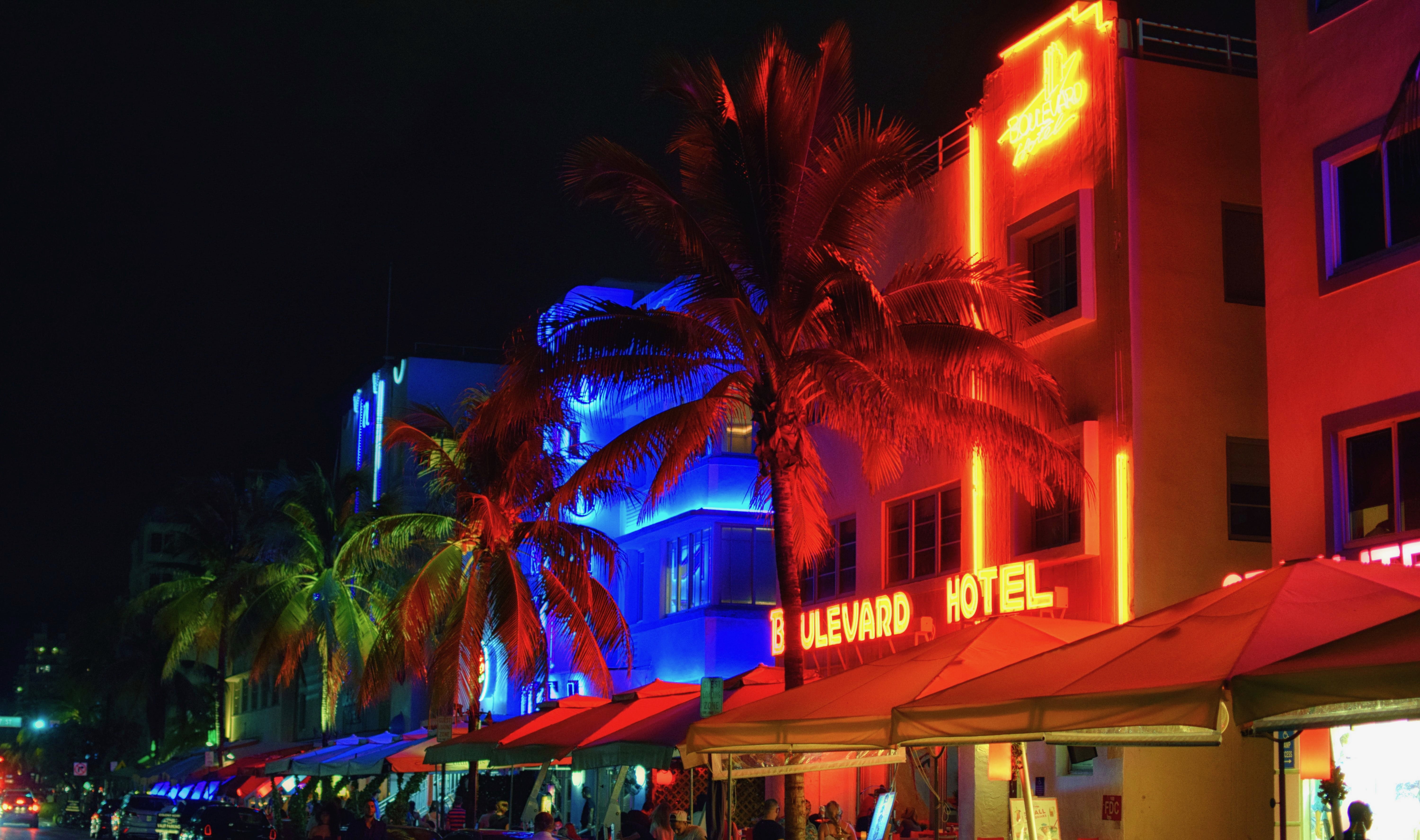 united states miami beach starlite hotel nightlife illuminated 2k 4k 5k
