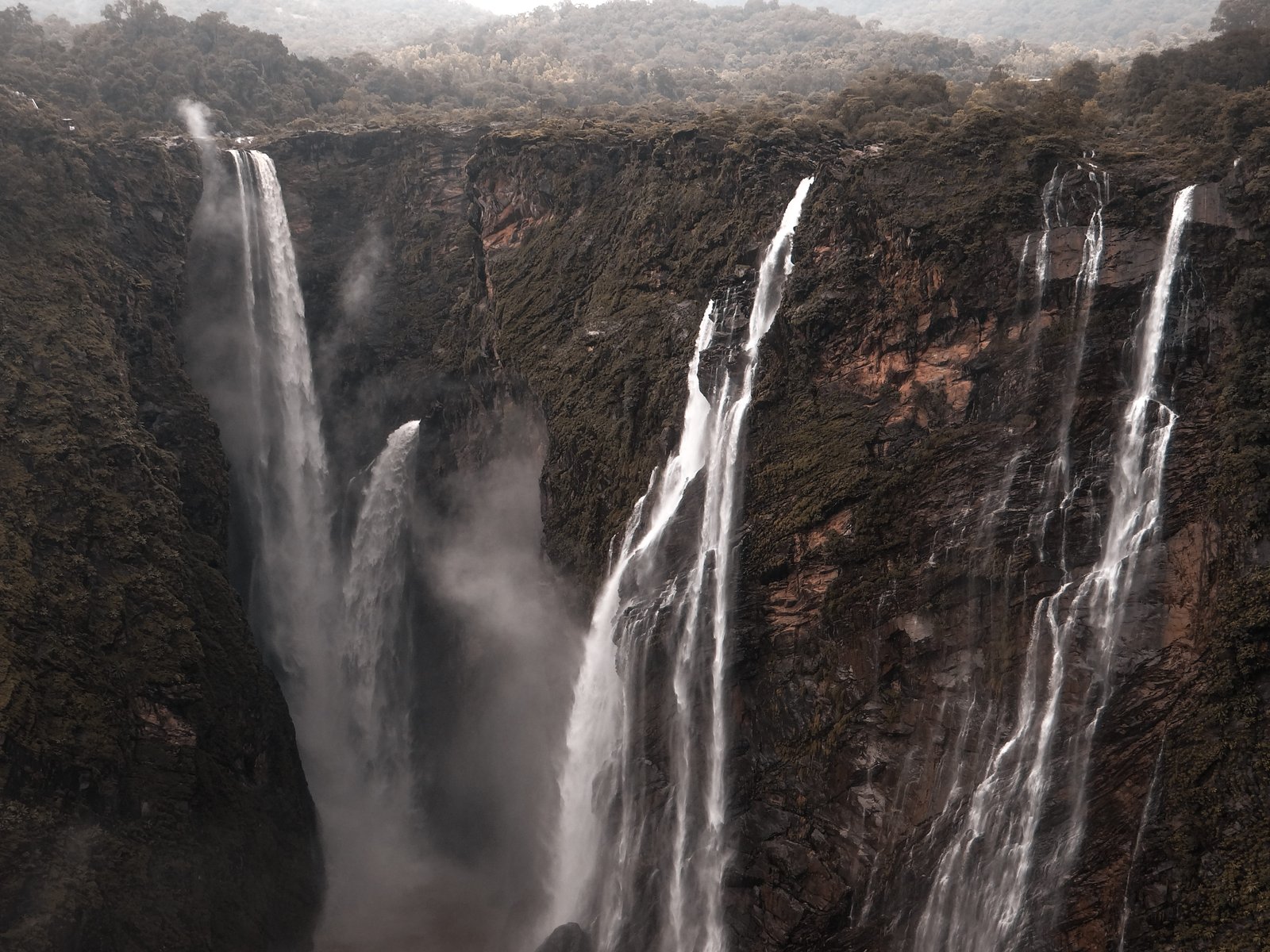 waterfalls during daytime india jog falls river outdoors 2k 4k 5k