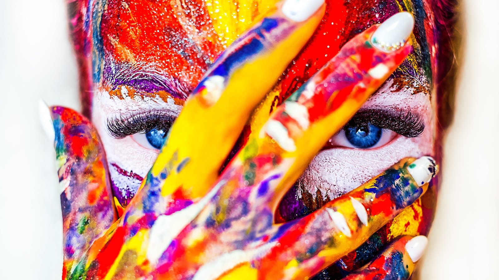 Blue HD eyes portrait paint 2k 4k 5k