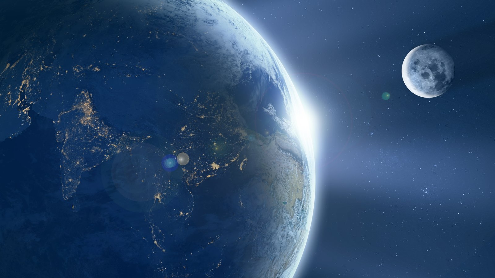 earth and moon Sunrise India HD 2k 4k 5k 8k
