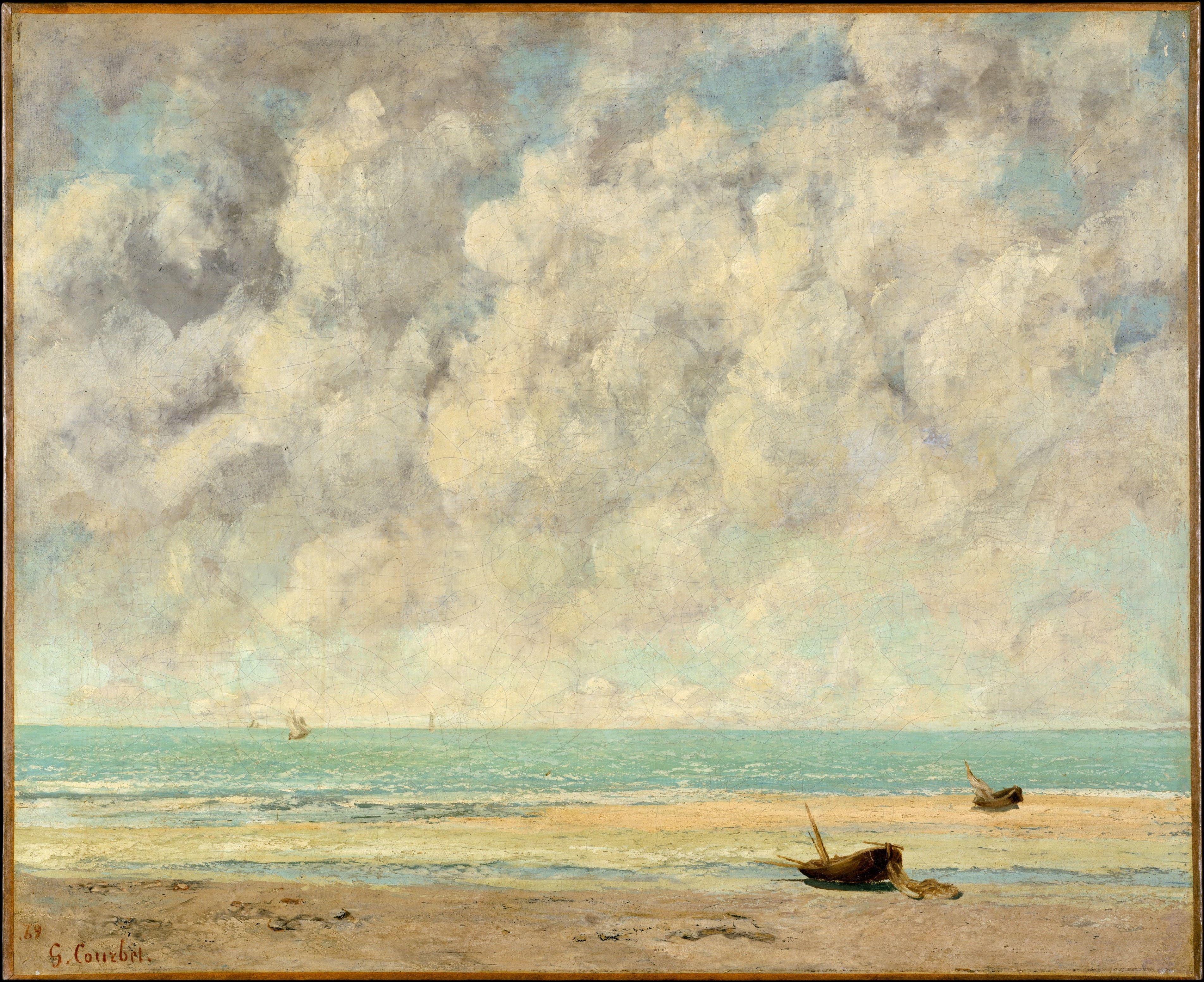 Gustave Courbet classic art oil painting sea water beach 2k 4k