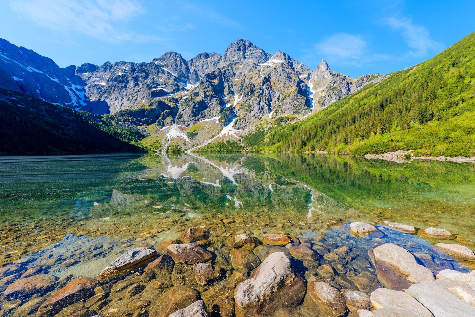 lake morskie mountains nature oko poland scenery stones 2k 4k
