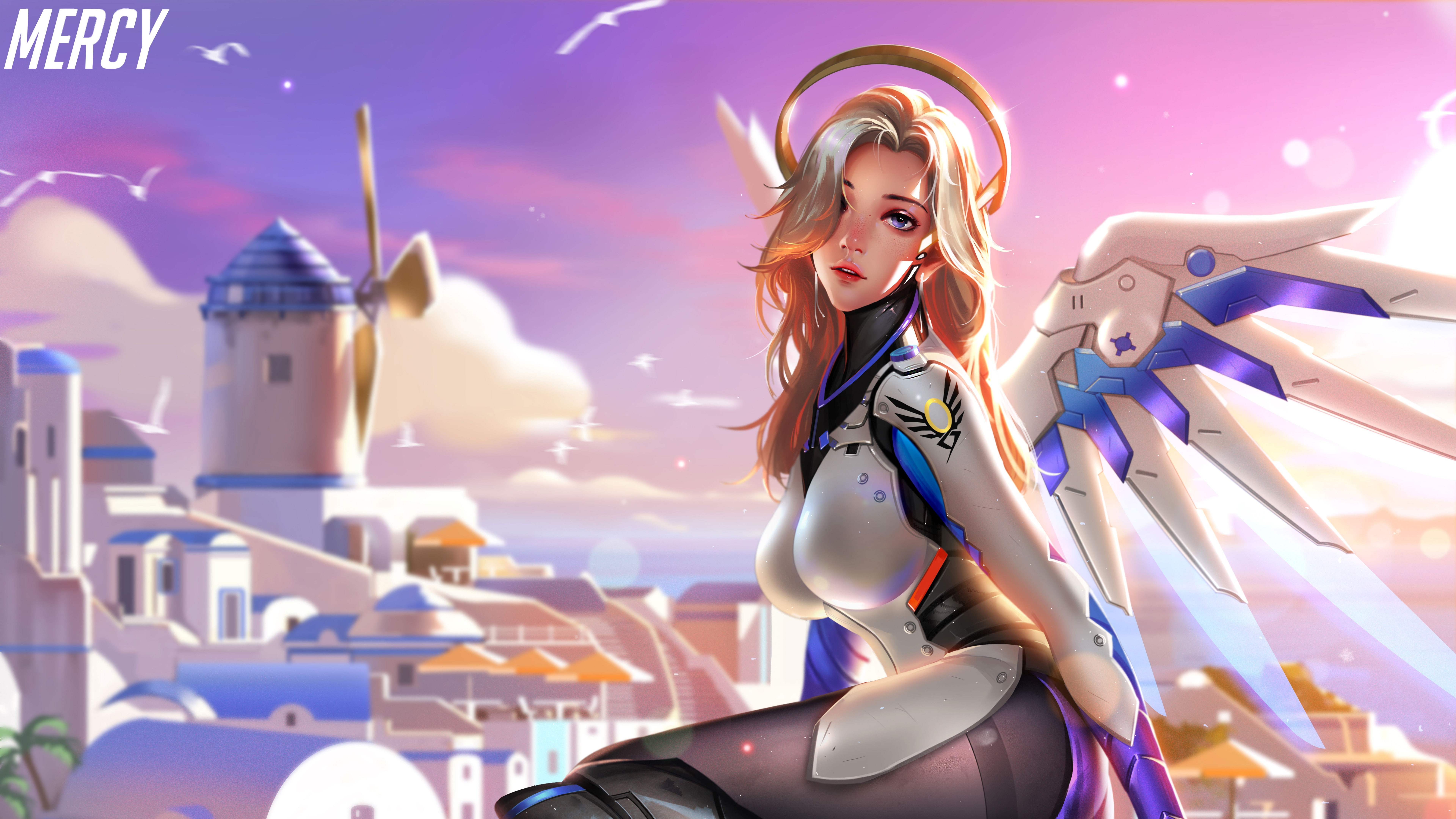Mercy female game character wallpaper Overwatch 2k 4k 5k 8k