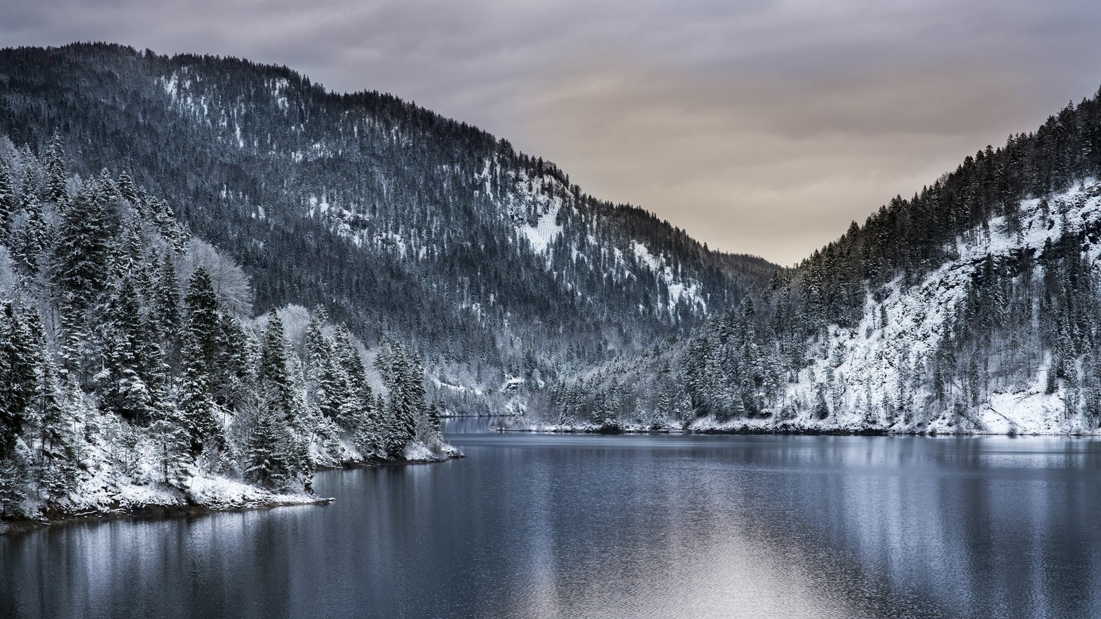 mountain lake winter scenery landscape snow 2k 4k