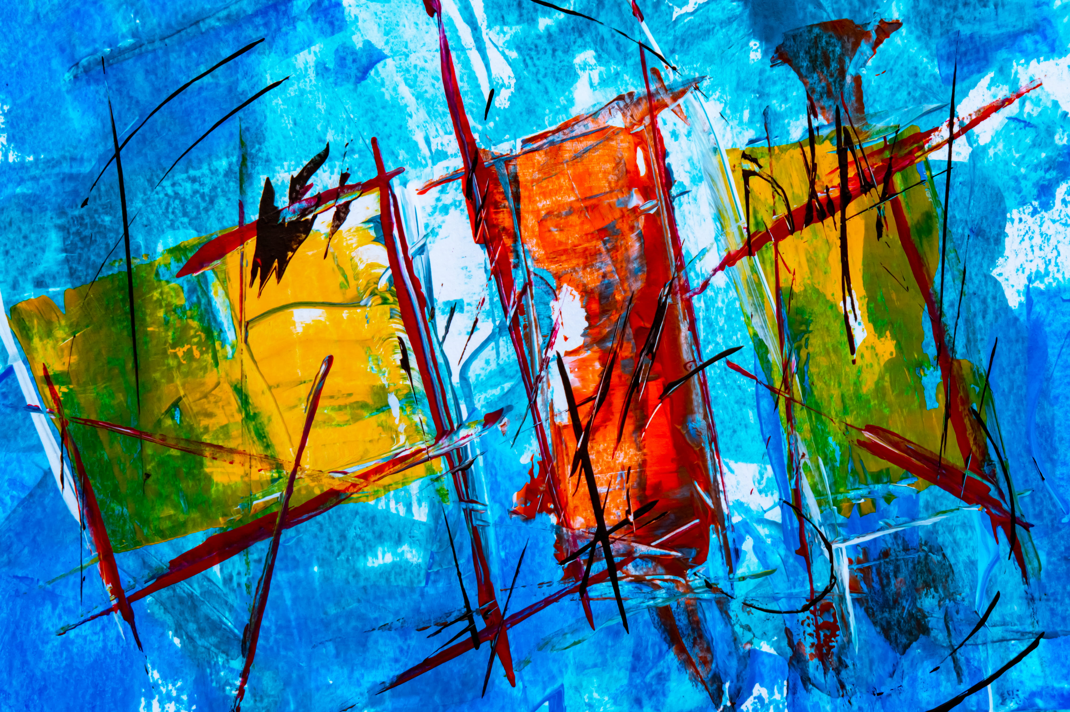 Red and Blue Abstract Painting abstract expressionism acrylic 2k 4k 5k