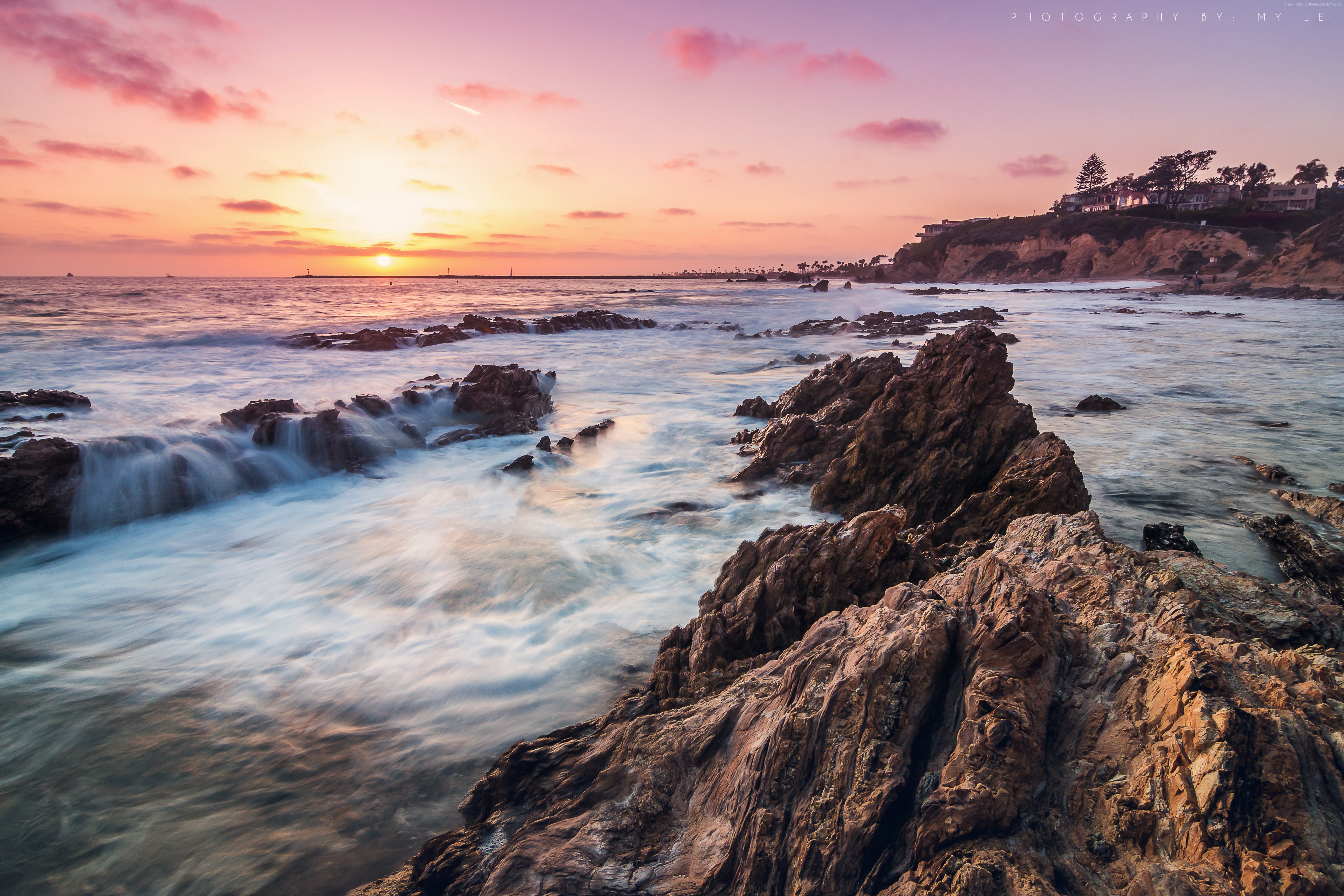 sea USA sunset Best Beaches in the World Corona Del Mar 2k 4k 5k