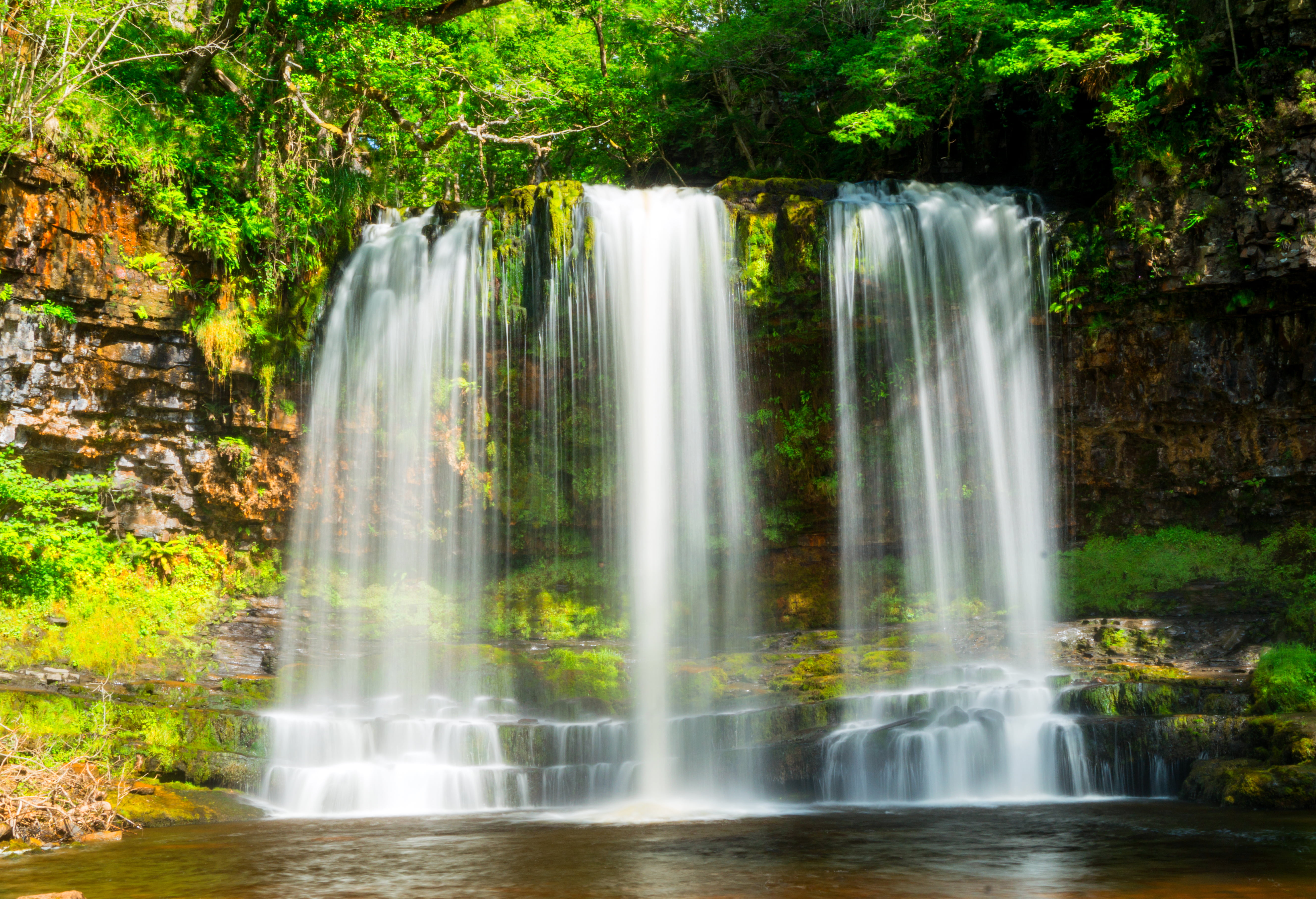 time lapse photography of waterfall at daytime Falling water fall 2k 4k 5k
