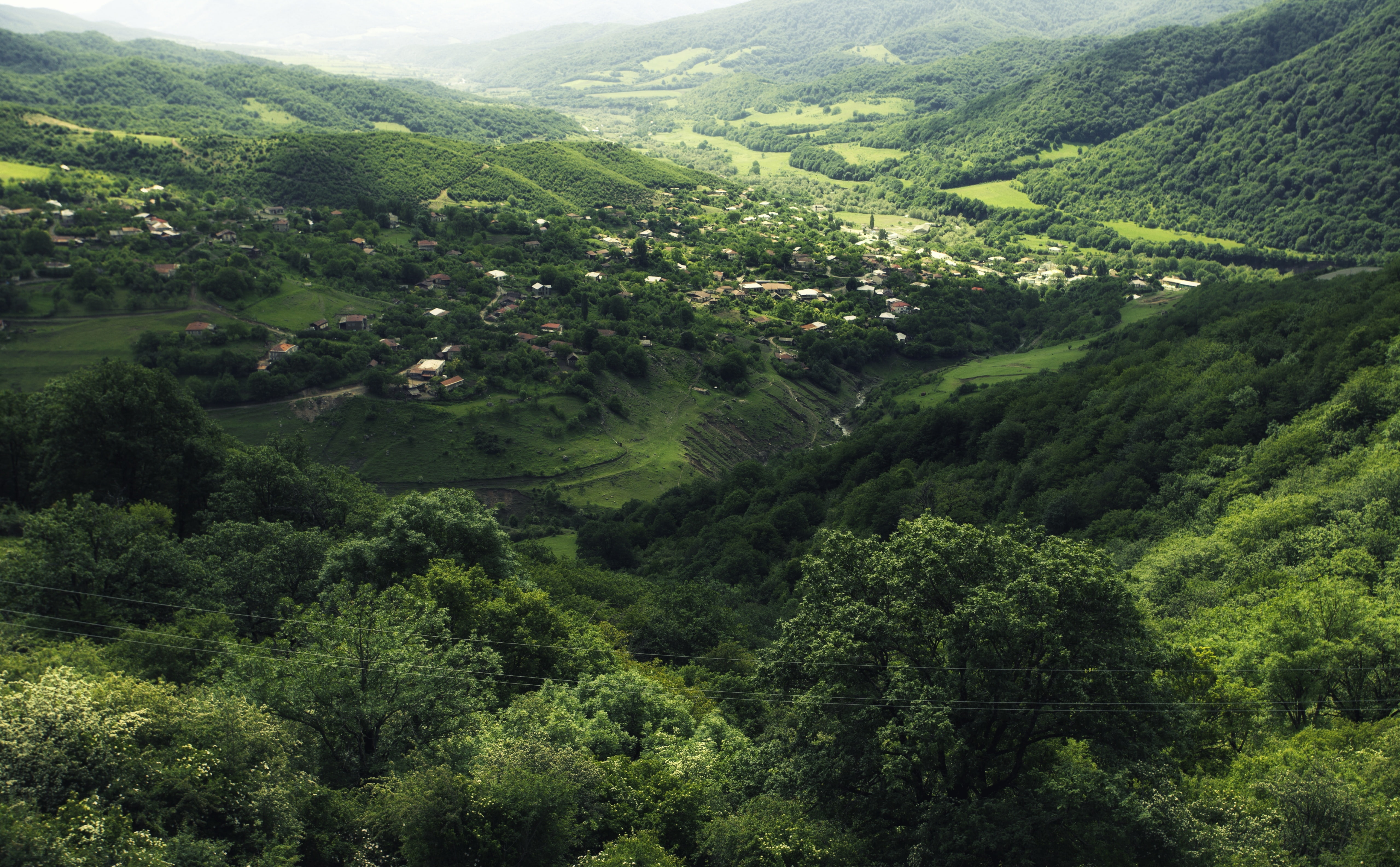 Karabakh Armenia aerial view of village Nature Landscape 2k 4k 5k