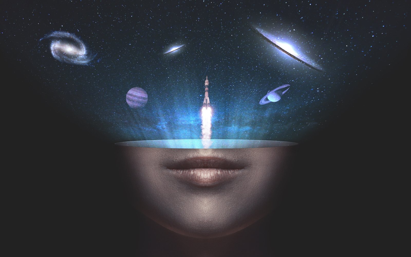 Rocket Lips Galaxy Universe Woman face 2k 4k 5k 8k
