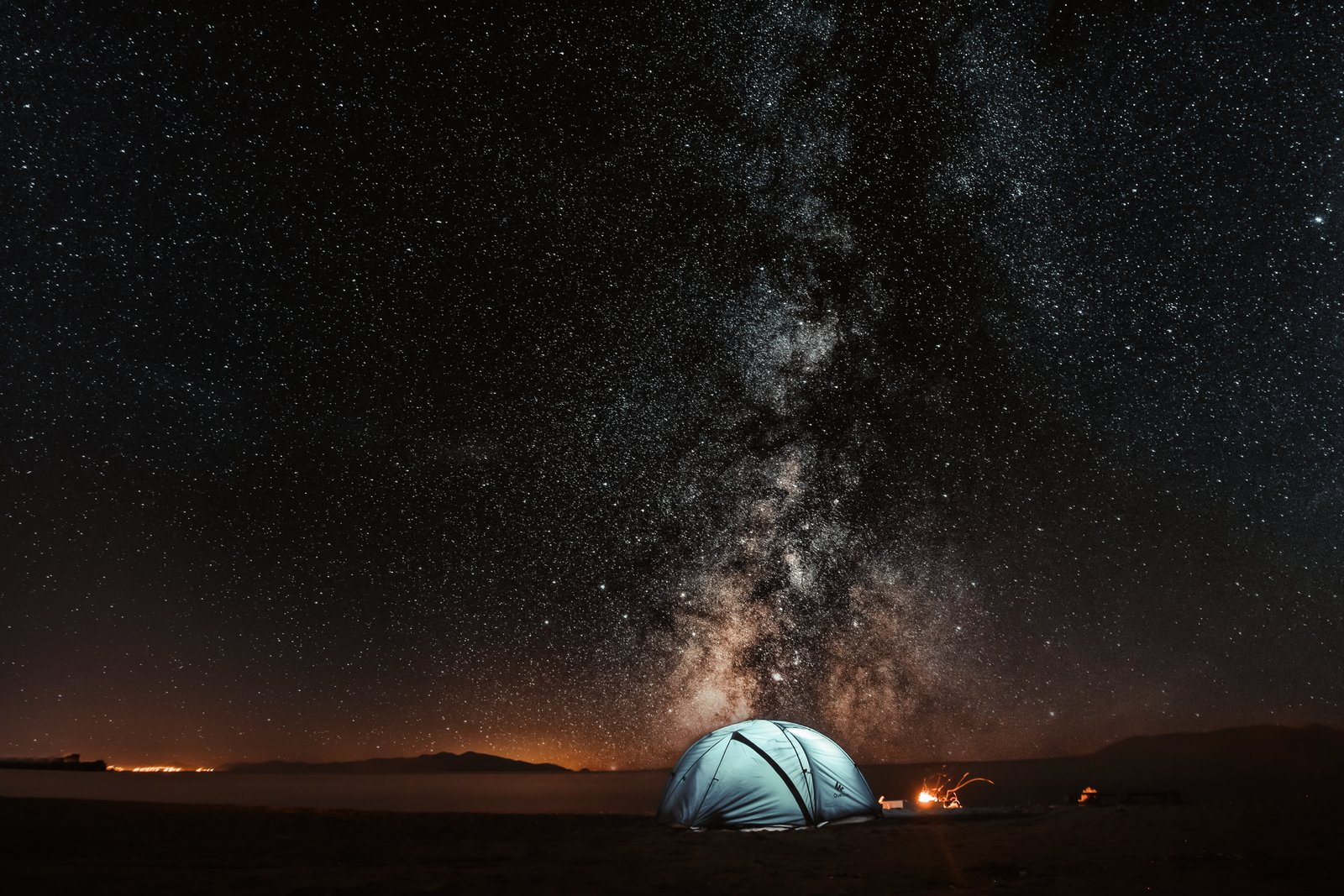 white camping tent starry sky night tourism star Space 2k 4k 5k