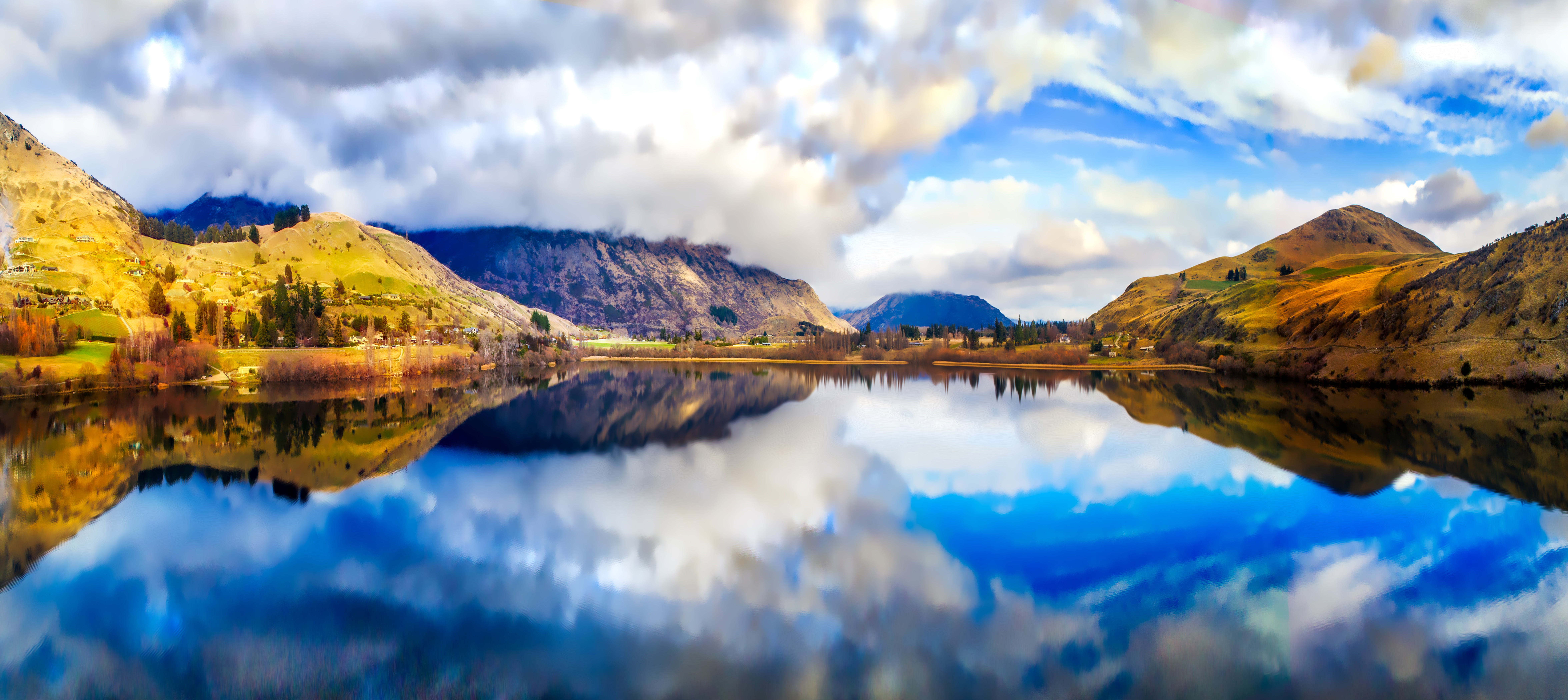 body of water surrounded by mountains lake hayes 2k 4k 5k 8k