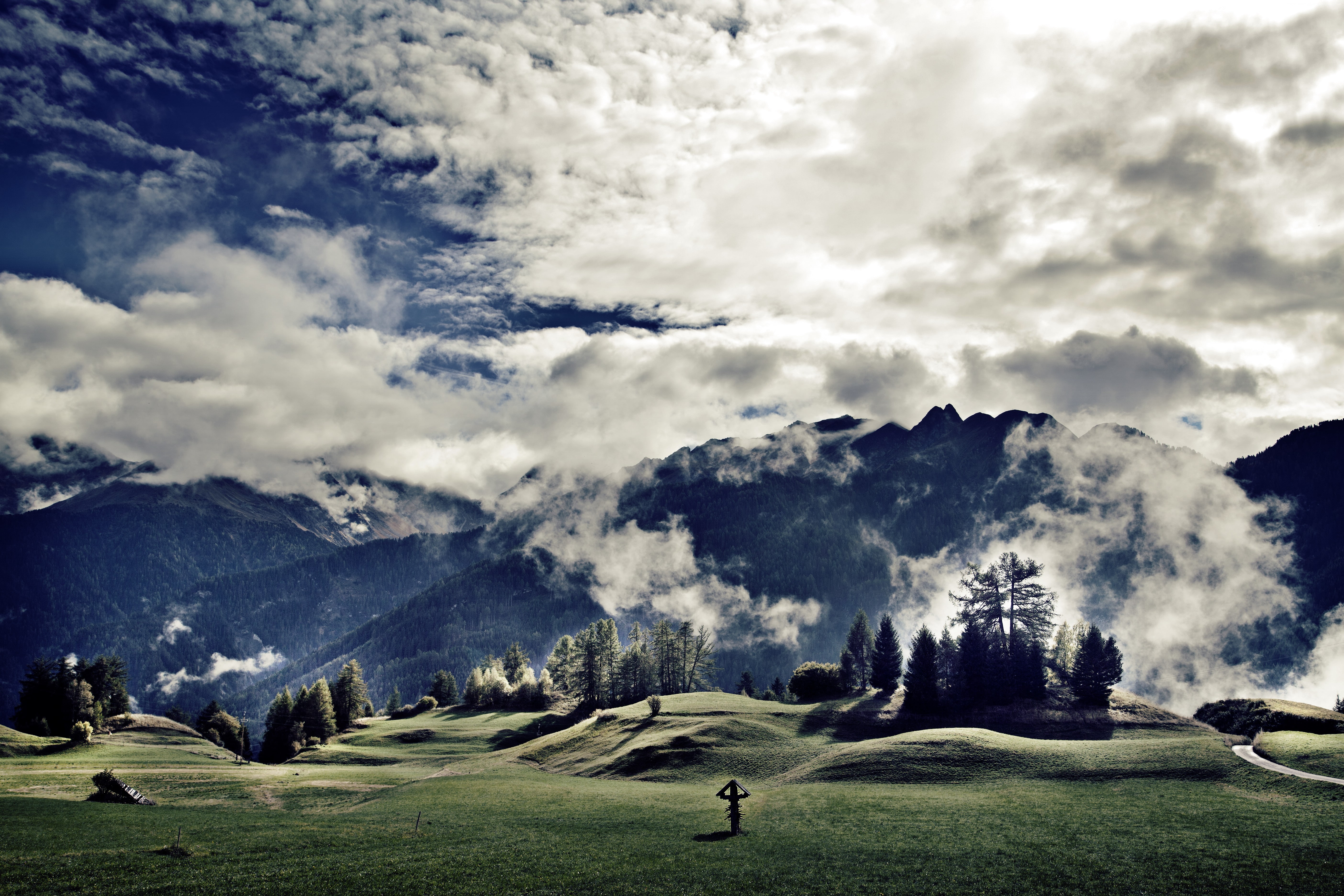 clouds mountains meadows Tirol Austria 2k 4k 5k