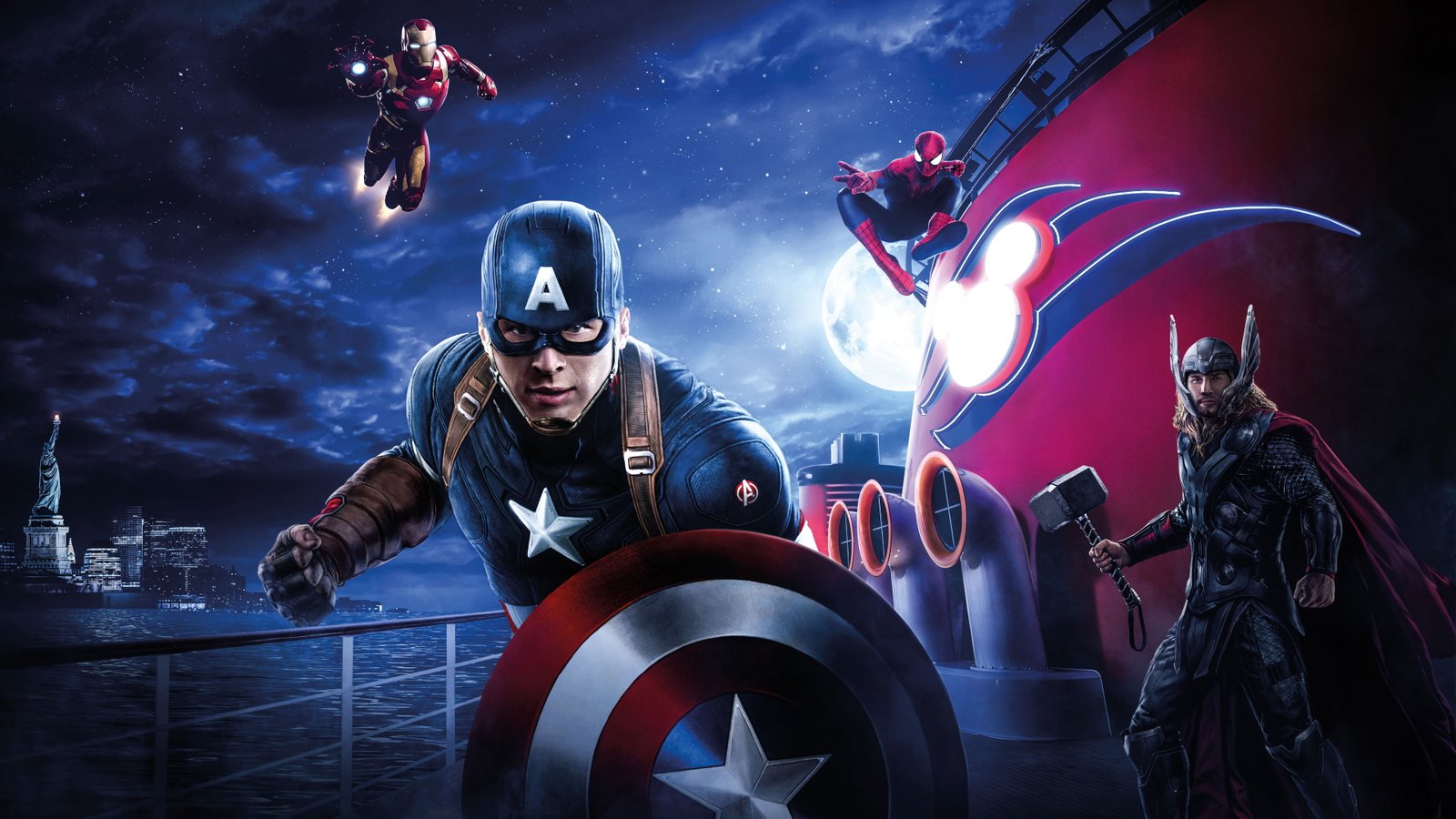 Marvel Day at Sea Iron Man Captain America Spider 2k 4k 5k 8k