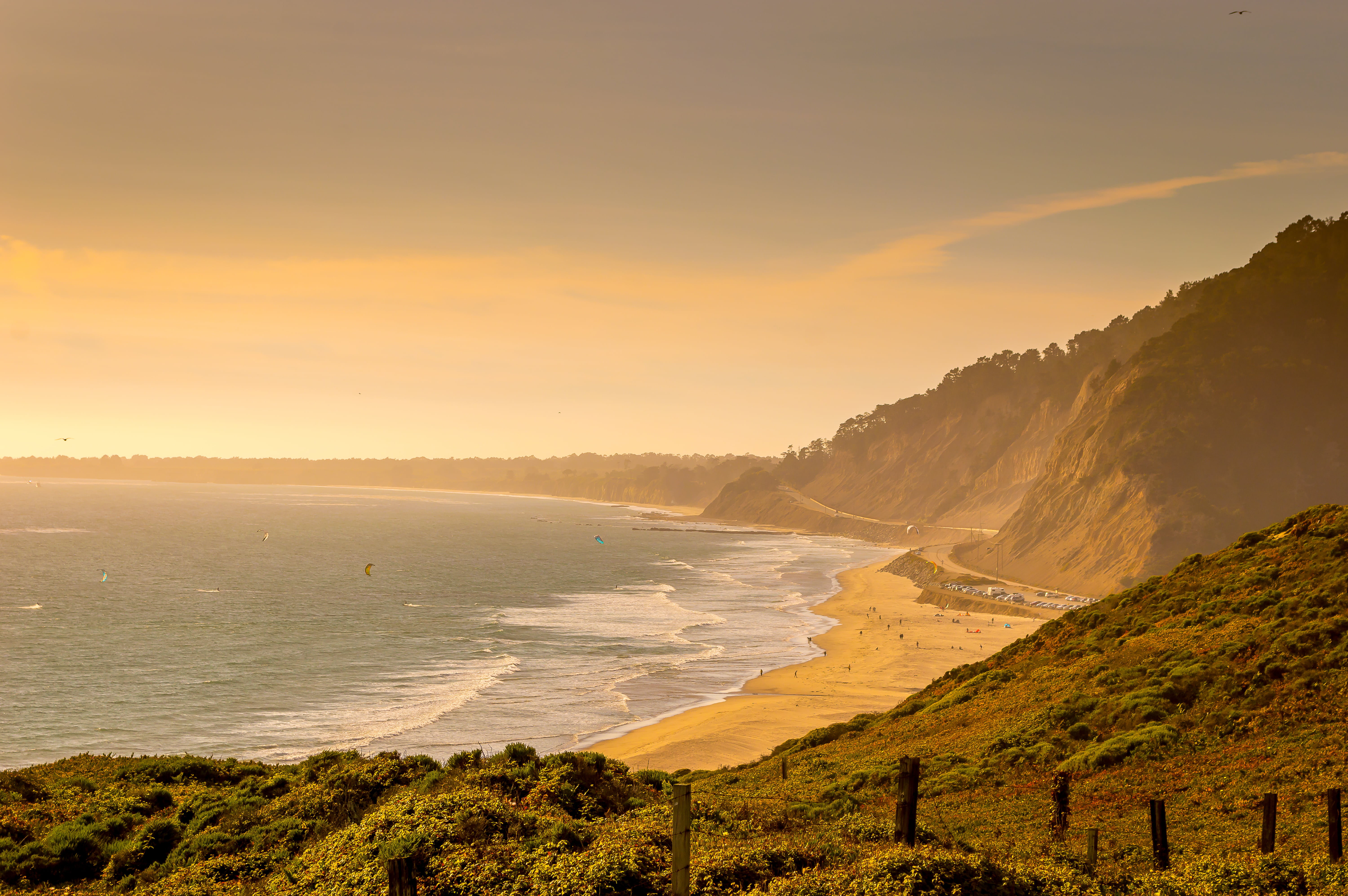 mountain near ocean during daytime highway 1 sea 2k 4k 5k
