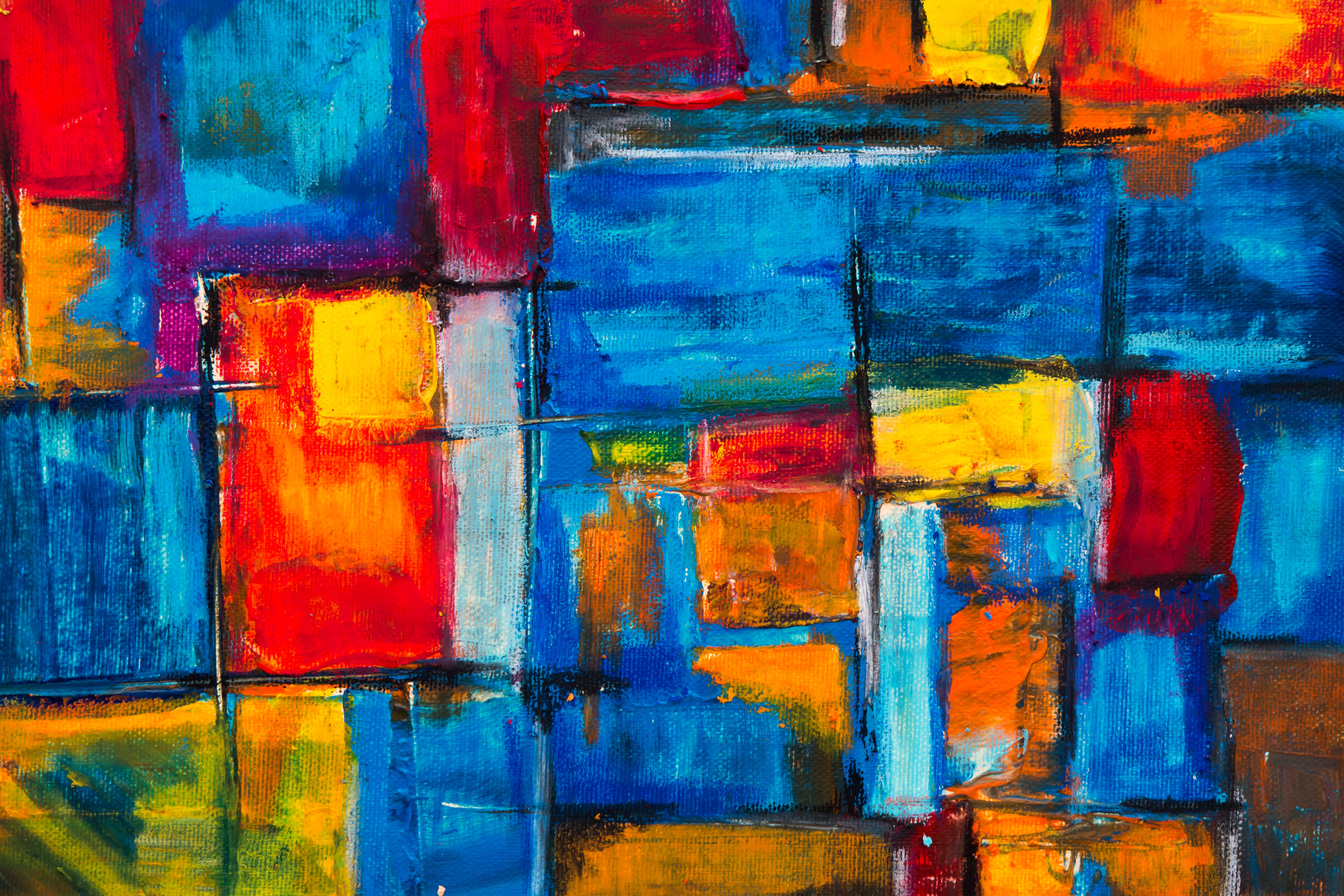 Red Green Yellow and Blue Abstract Painting abstract expressionism 2k 4k 5k